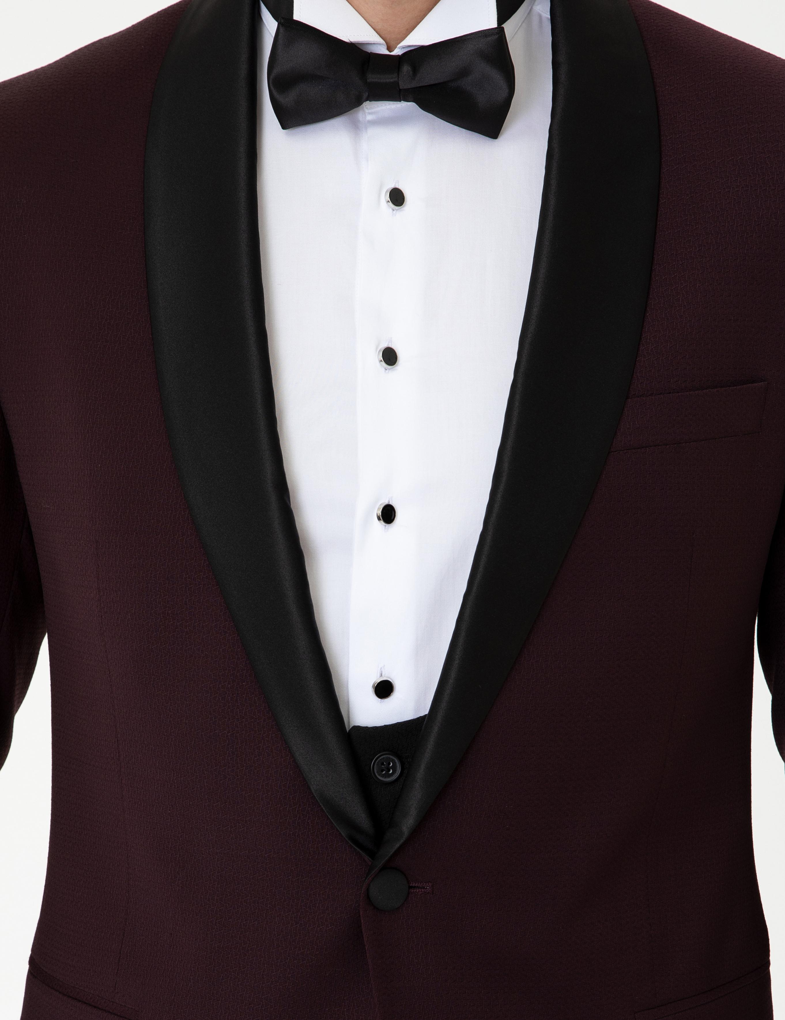 Bordo Ekstra Slim Fit Damatlık Smokin