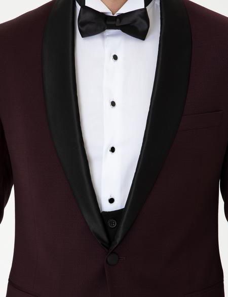Bordo Ekstra Slim Fit Damatlık Smokin - 50205546008