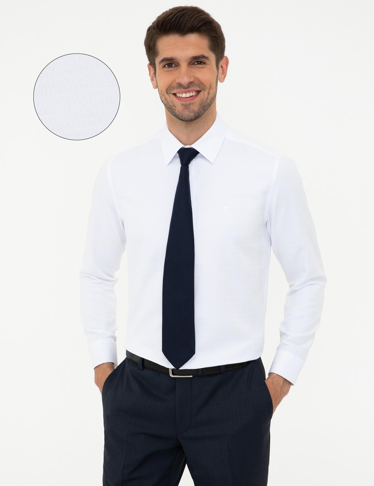 Beyaz Slim Fit Uzun Kollu Gömlek