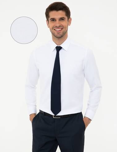 Beyaz Slim Fit Uzun Kollu Gömlek