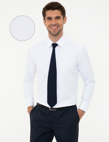 Beyaz Slim Fit Uzun Kollu Gömlek