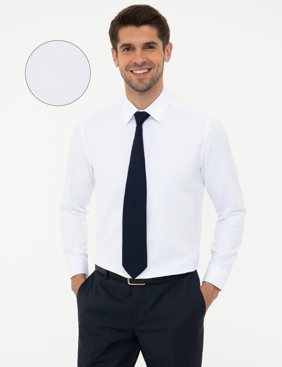 Beyaz Slim Fit Uzun Kollu Gömlek