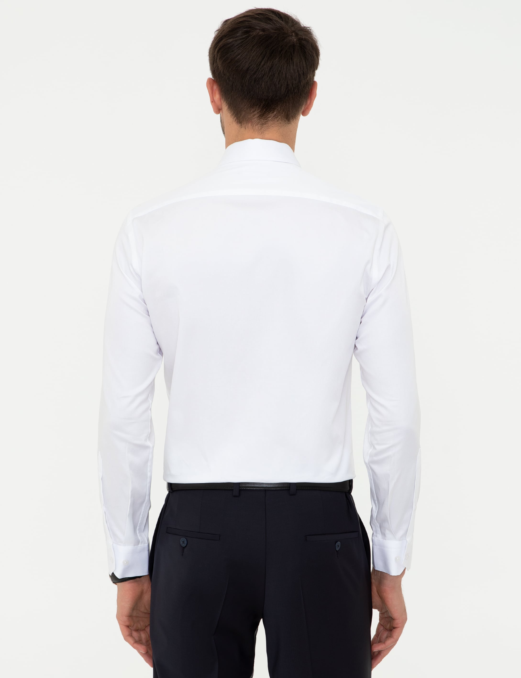 Beyaz Slim Fit Uzun Kollu Klasik Gömlek - Image 3