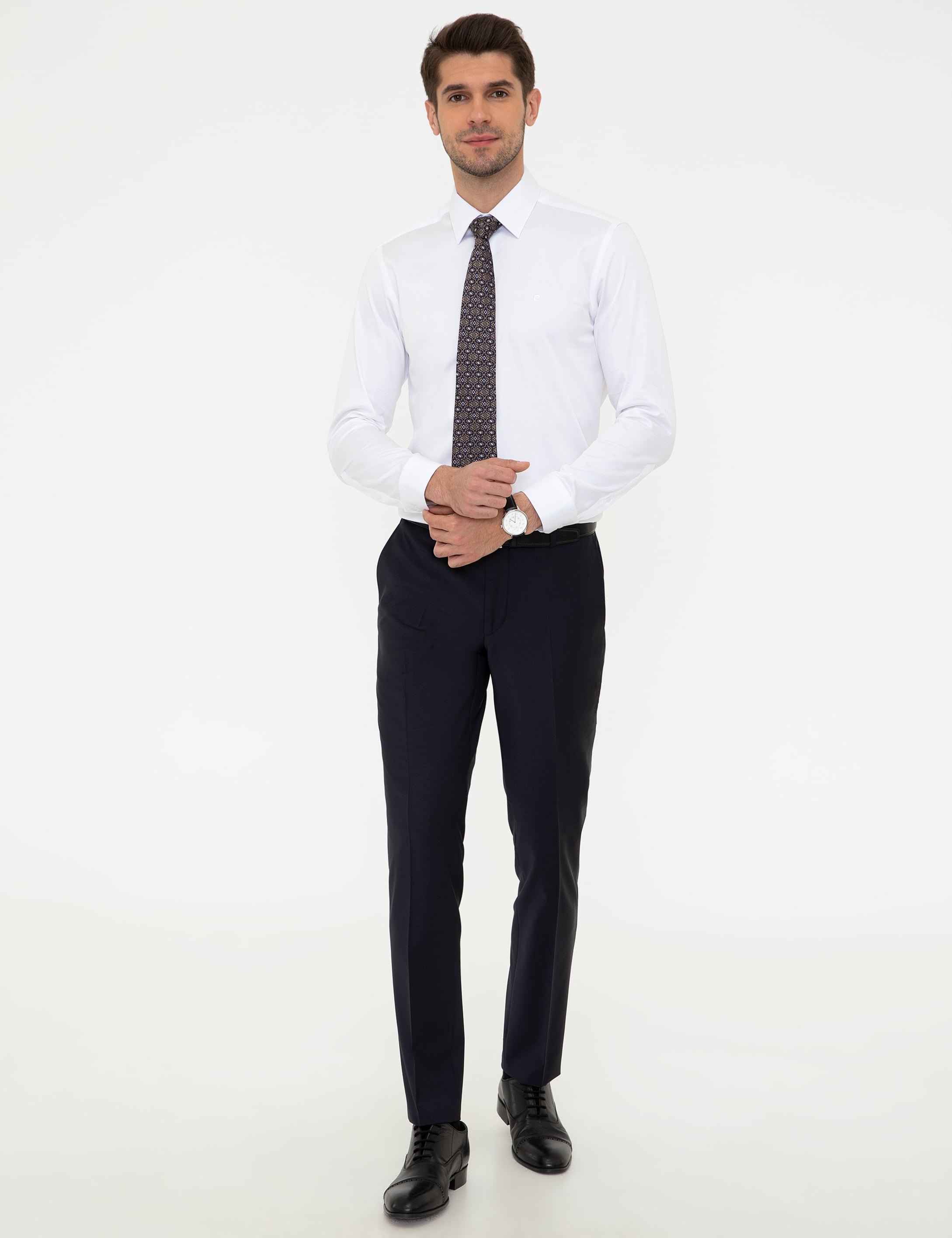 Beyaz Slim Fit Uzun Kollu Klasik Gömlek - Image 4