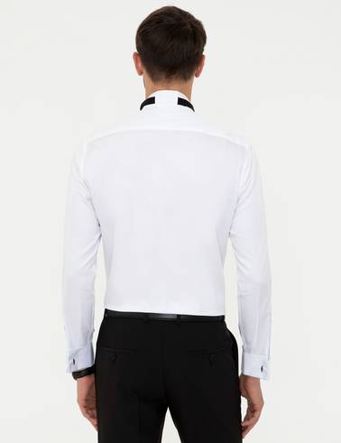Beyaz Slim Fit Smokin Gömlek