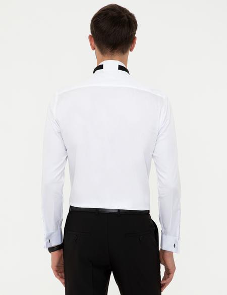Beyaz Slim Fit Smokin Gömlek - 50246037007