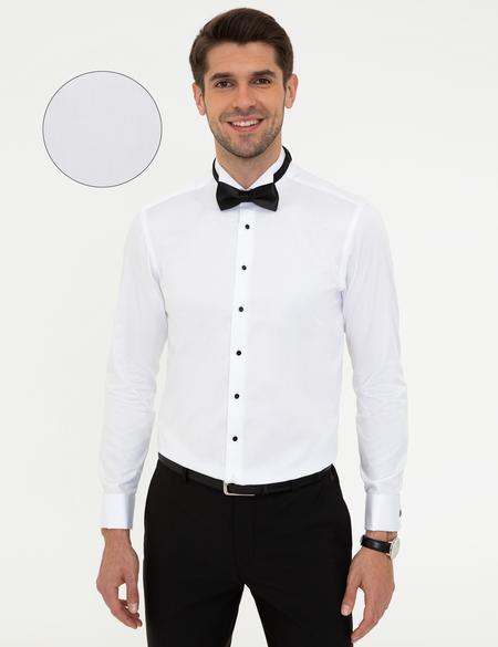 Beyaz Slim Fit Smokin Gömlek - 50246037007