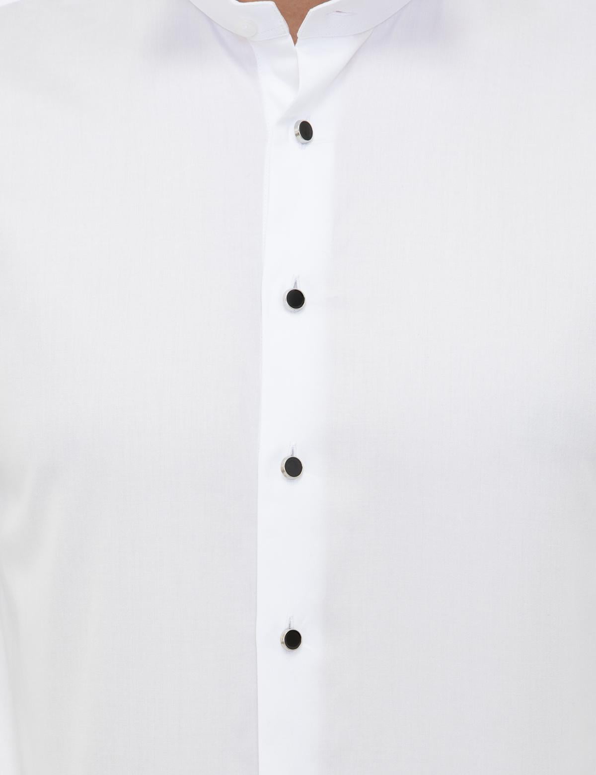 Beyaz Slim Fit Smokin Gömlek - 50246037007