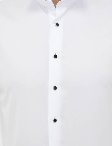 Beyaz Slim Fit Smokin Gömlek