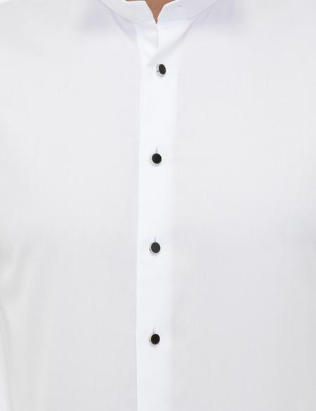 Beyaz Slim Fit Smokin Gömlek - 50246037007