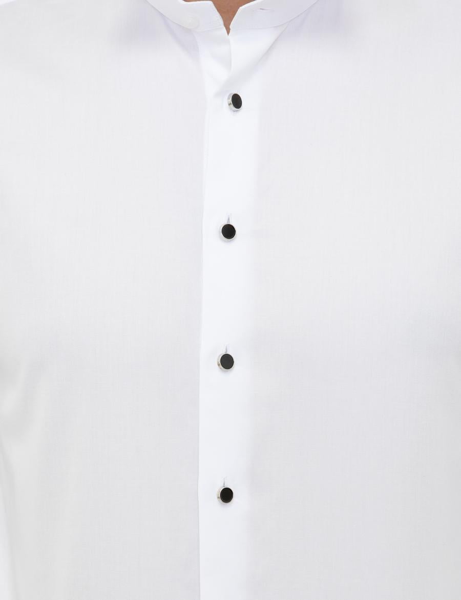 Beyaz Slim Fit Smokin Gömlek