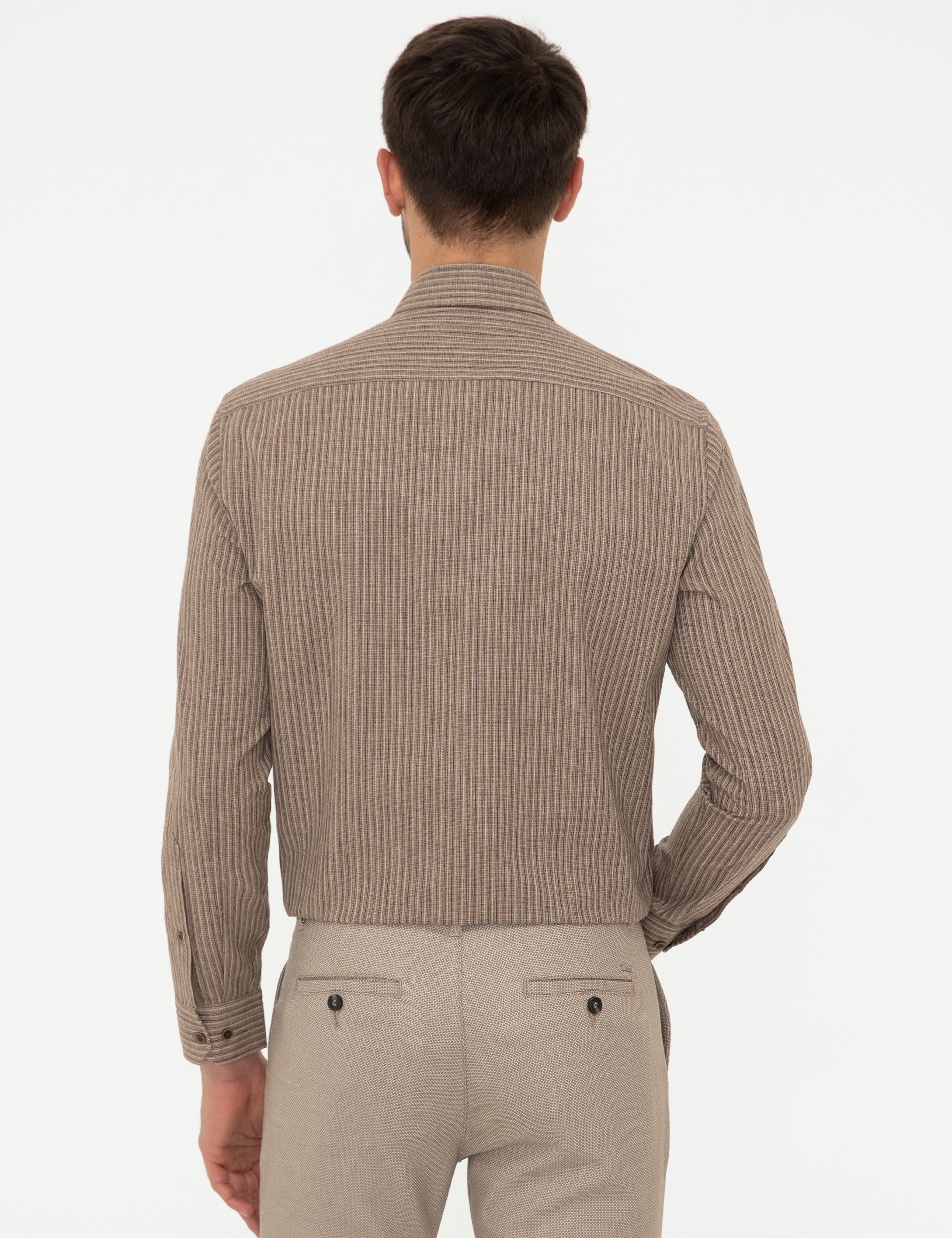 Açık Kahverengi Regular Fit Uzun Kollu Gömlek - Image 3