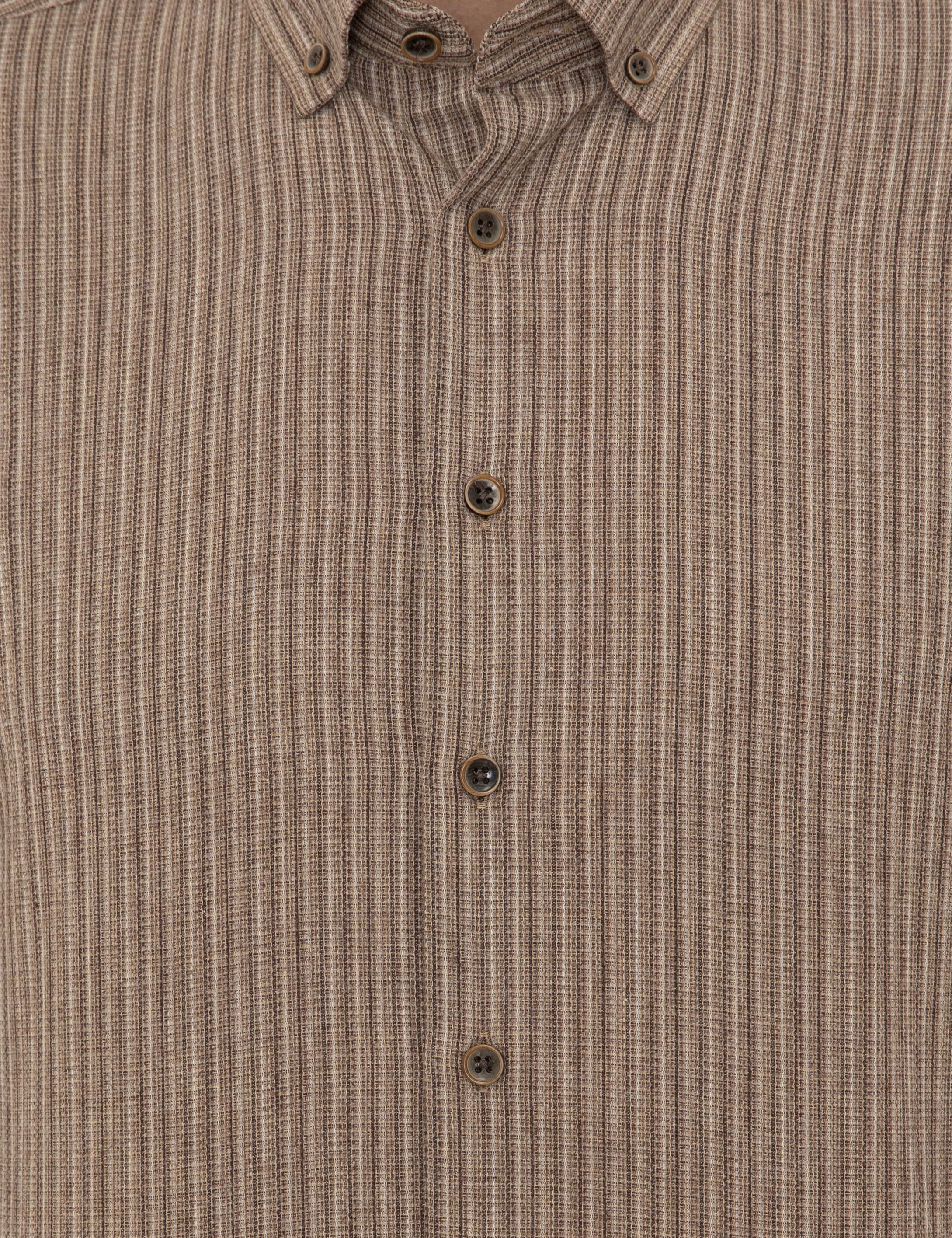 Açık Kahverengi Regular Fit Uzun Kollu Gömlek - Image 5