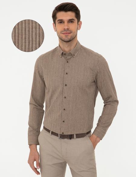 Açık Kahverengi Regular Fit Uzun Kollu Gömlek - 50238826010