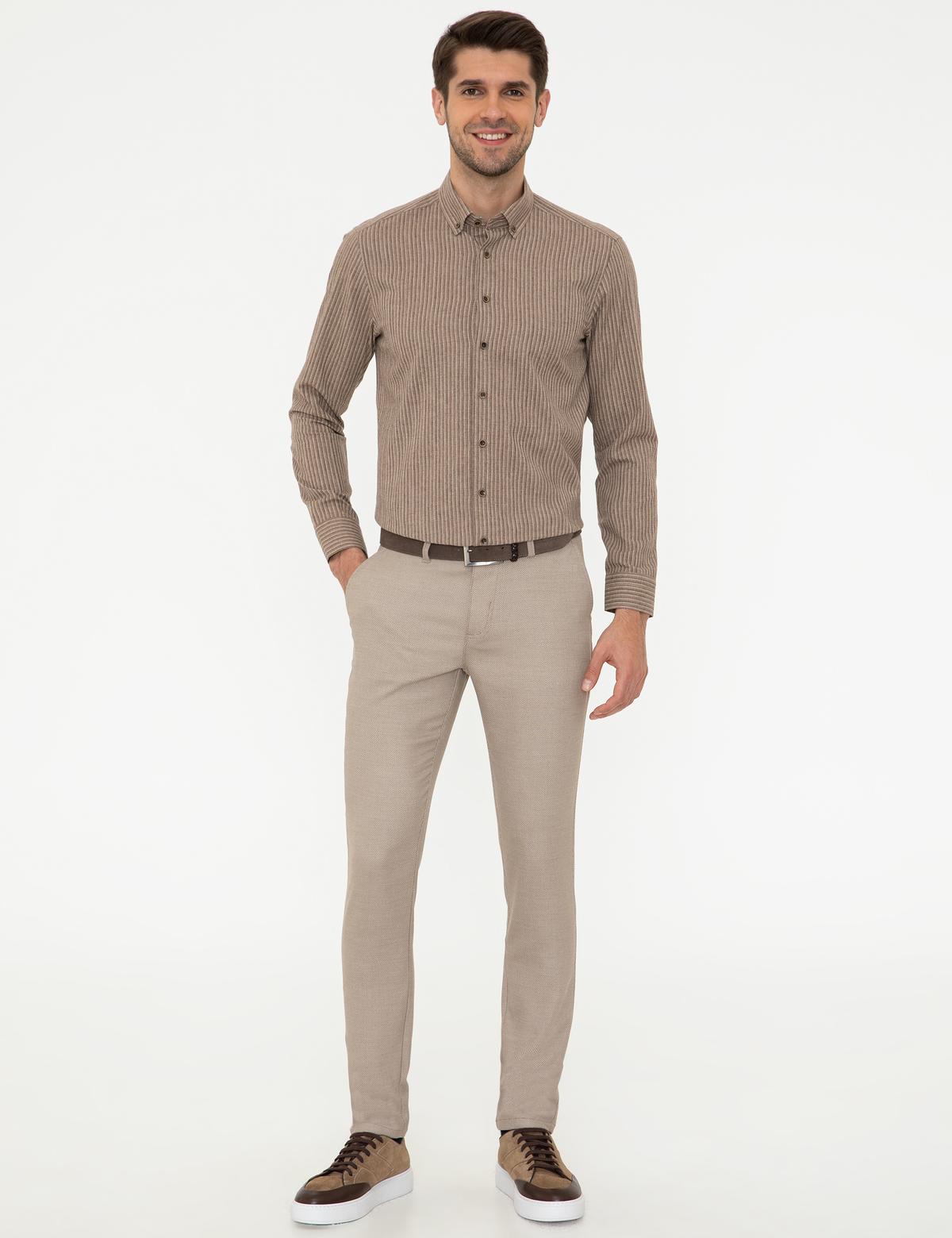 Açık Kahverengi Regular Fit Uzun Kollu Gömlek - 50238826010