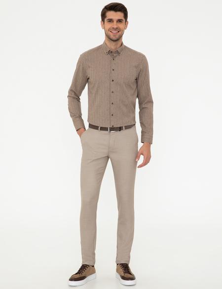 Açık Kahverengi Regular Fit Uzun Kollu Gömlek - 50238826010
