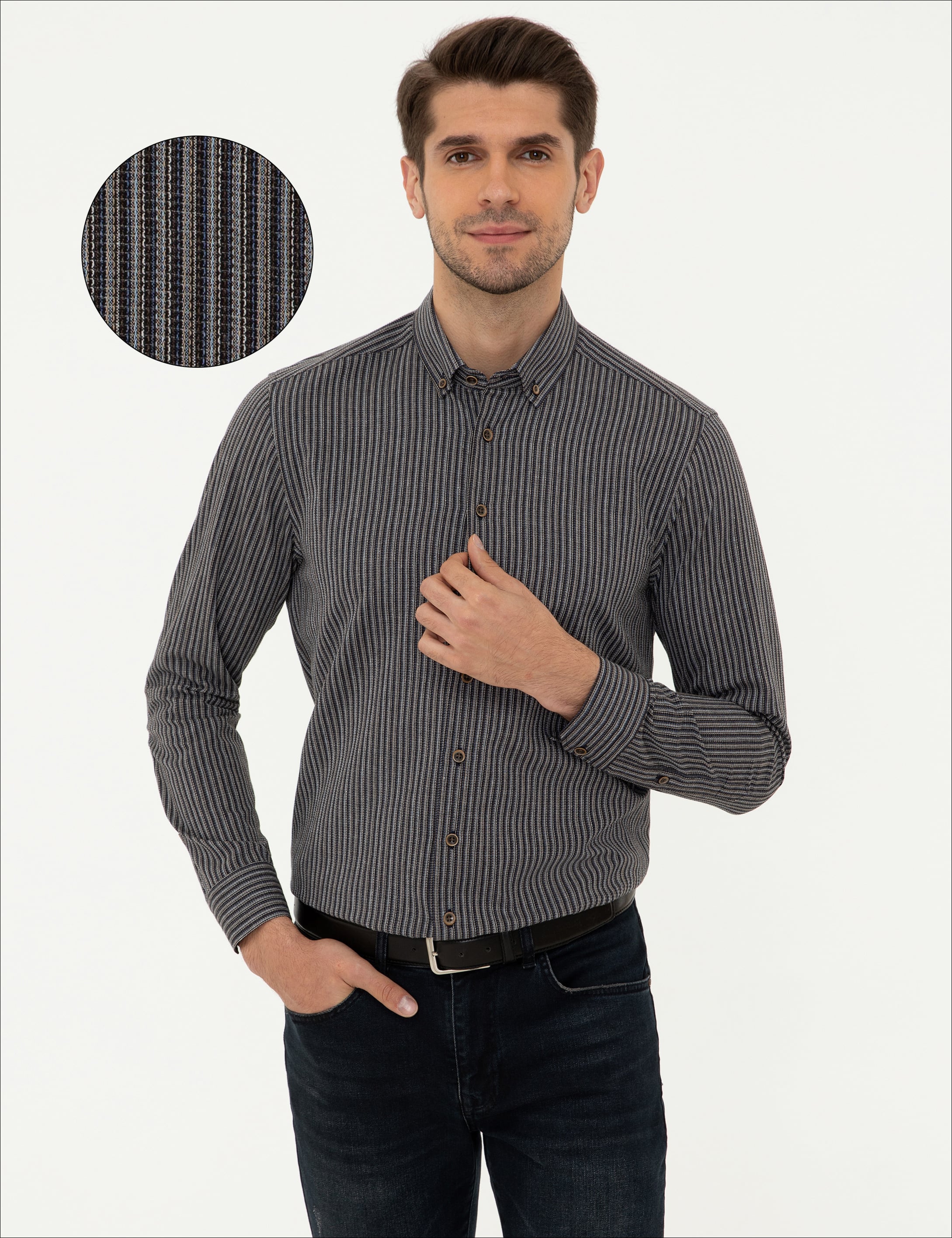 Mavi Regular Fit Uzun Kollu Gömlek - Image 1