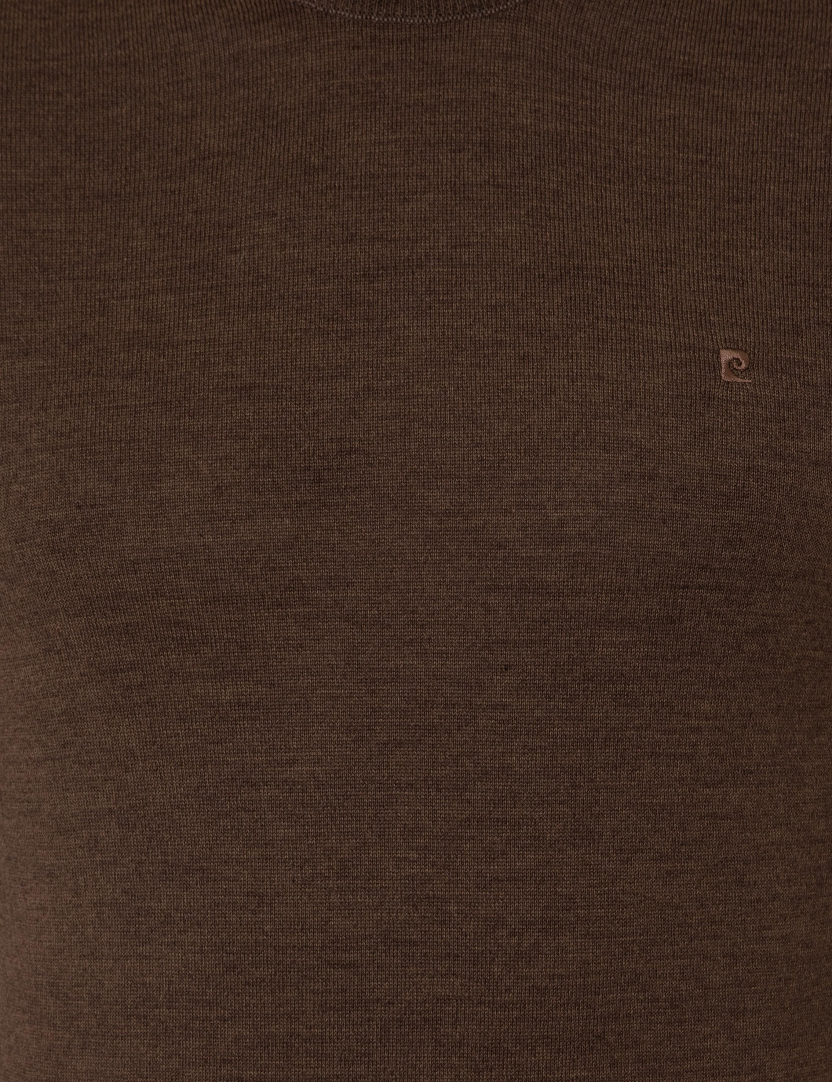 Açık Kahverengi Slim Fit Çeyrek Yaka Yün Karışımlı Basic Triko Kazak