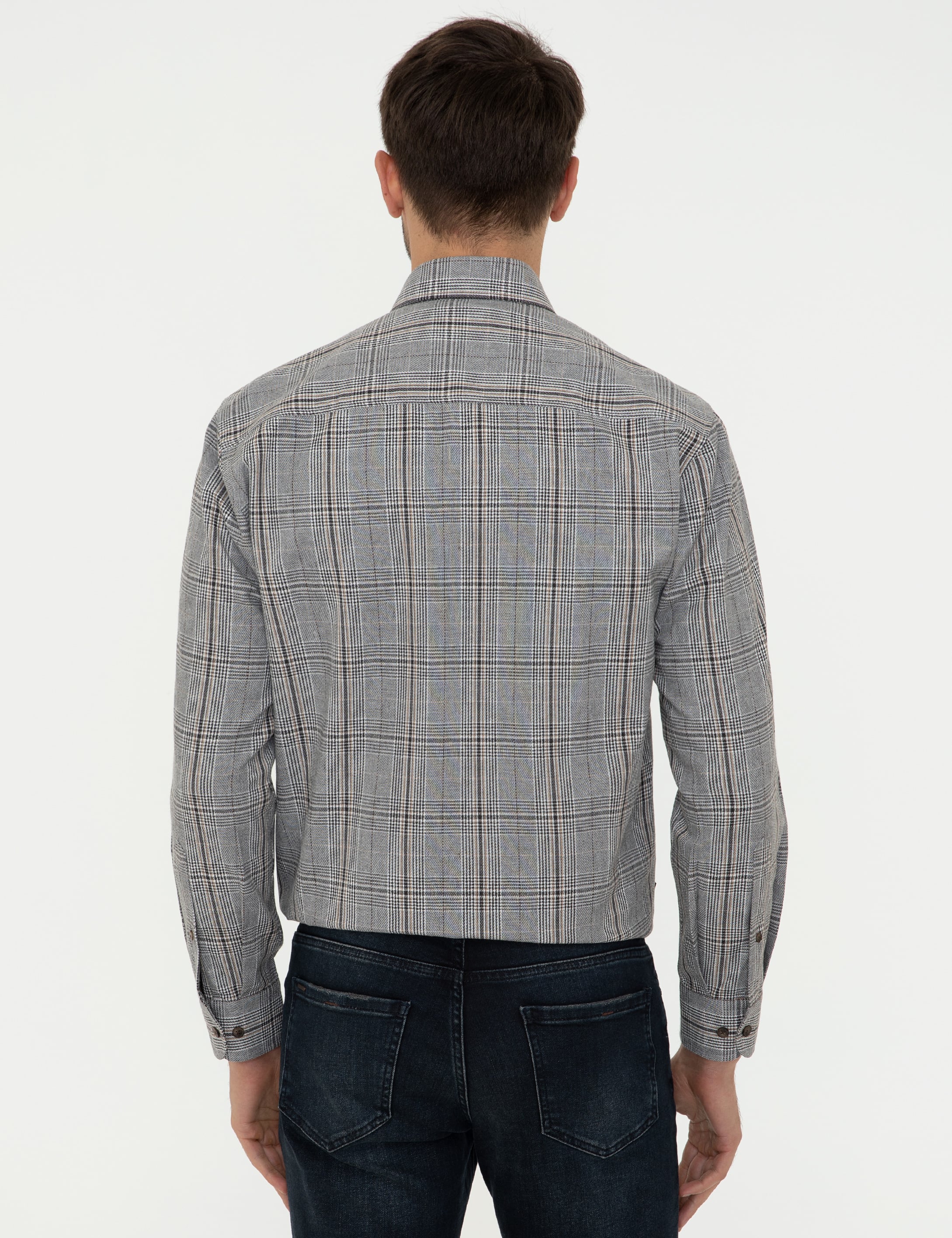 Siyah Regular Fit Uzun Kollu Gömlek - Image 3