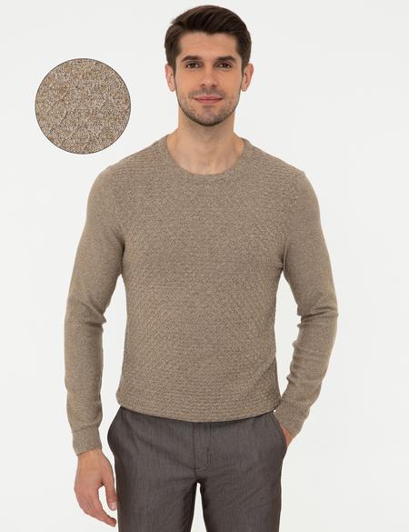 Camel Melanj Slim Fit Bisiklet Yaka Triko Kazak - 50241395001