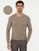 Camel Melanj Slim Fit Bisiklet Yaka Triko Kazak