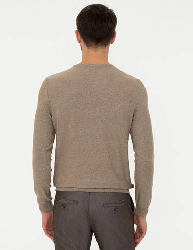 Camel Melanj Slim Fit Bisiklet Yaka Triko Kazak
