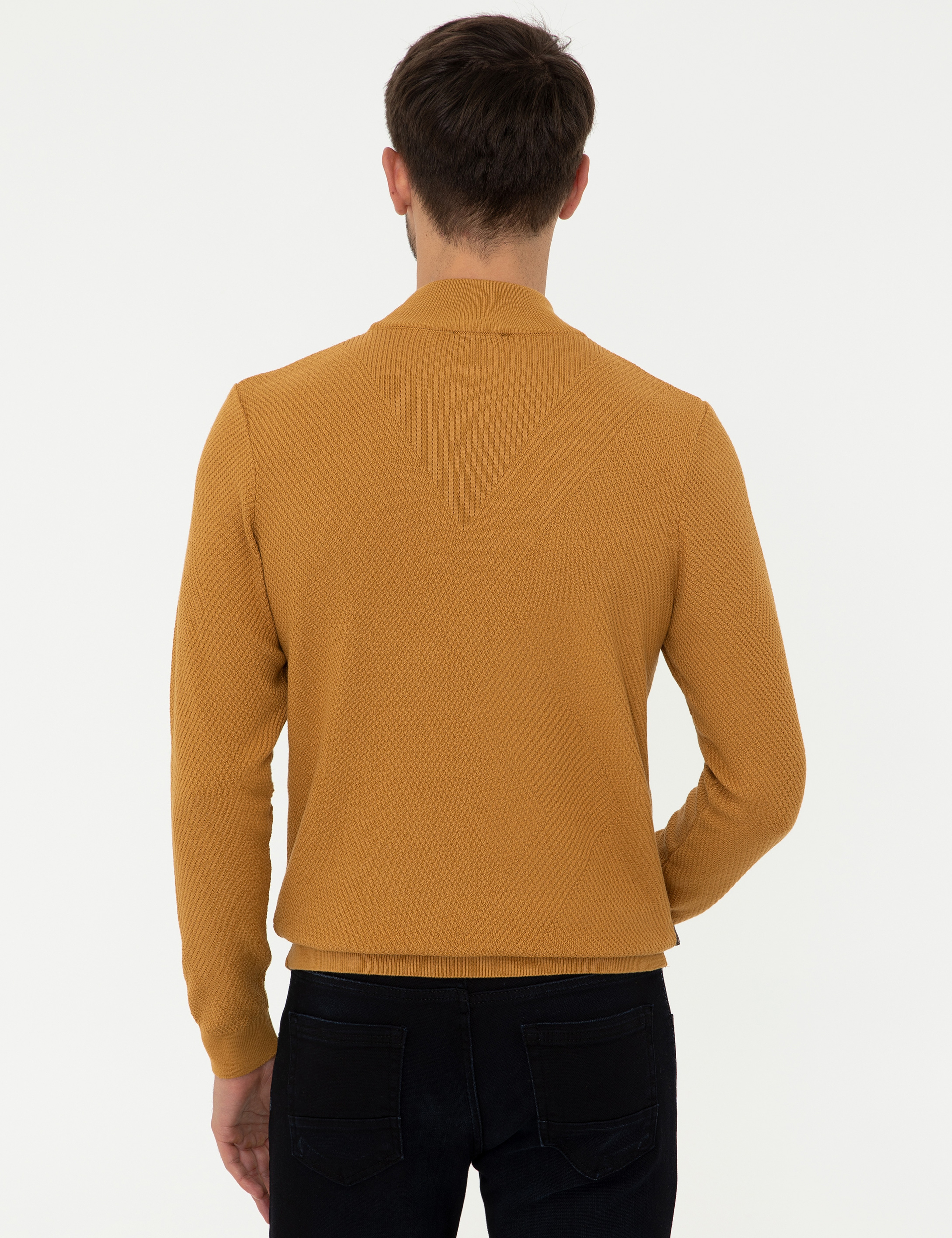 Hardal Slim Fit Yarım Balıkçı Yaka Triko Kazak - Image 4