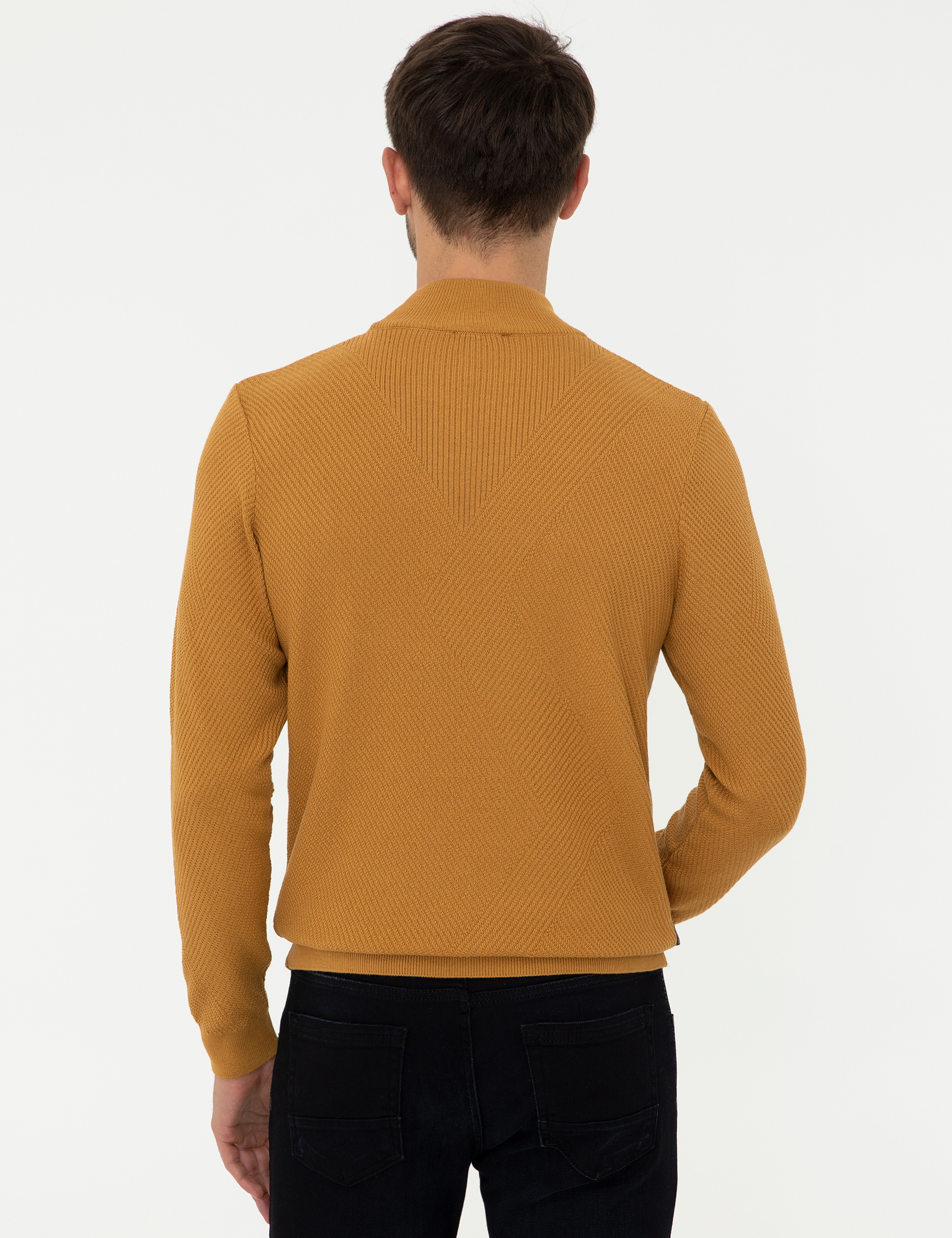 Hardal Slim Fit Yarım Balıkçı Yaka Triko Kazak