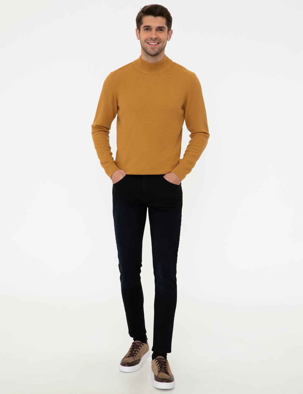 Hardal Slim Fit Yarım Balıkçı Yaka Triko Kazak - 50241413034