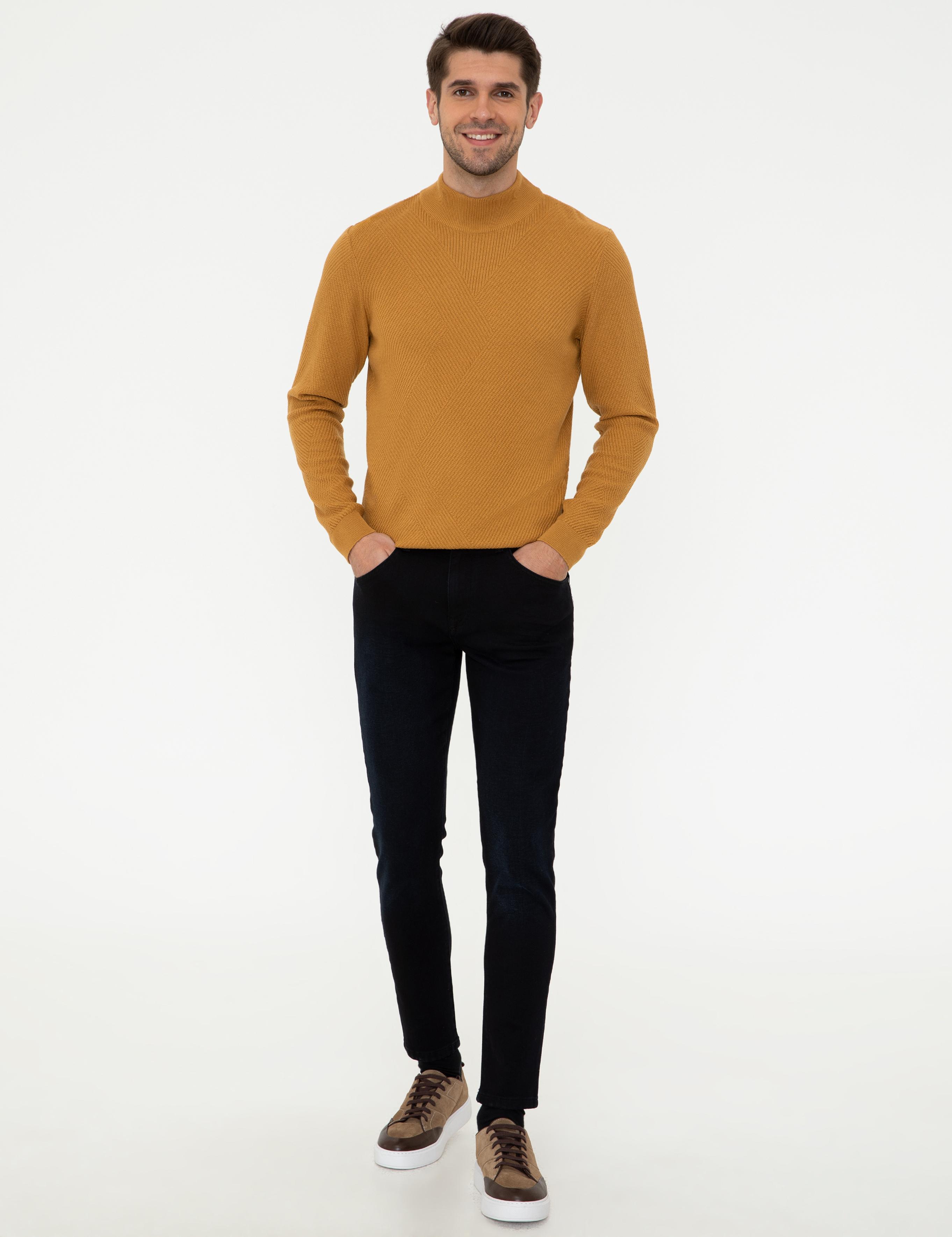 Hardal Slim Fit Yarım Balıkçı Yaka Triko Kazak