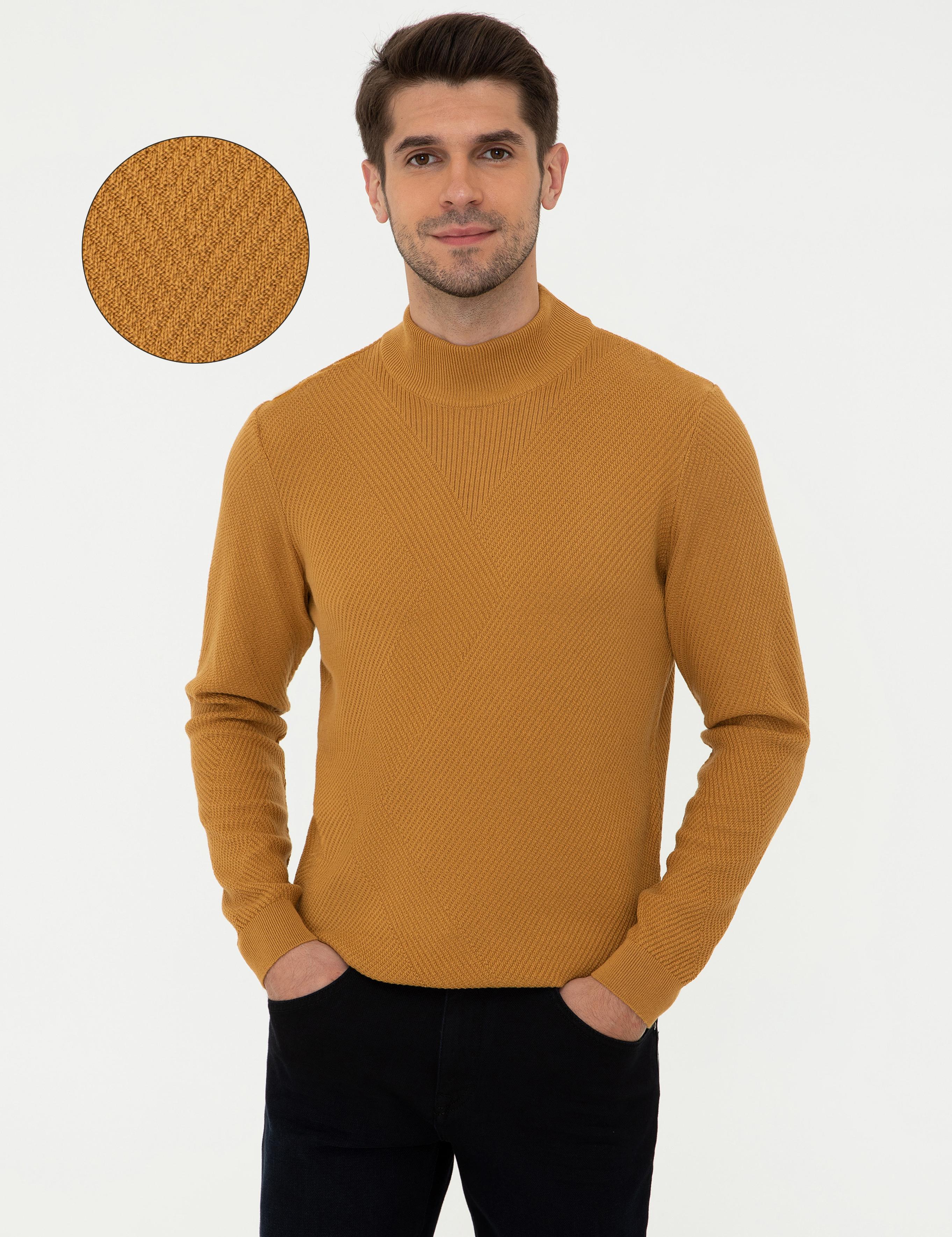 Hardal Slim Fit Yarım Balıkçı Yaka Triko Kazak