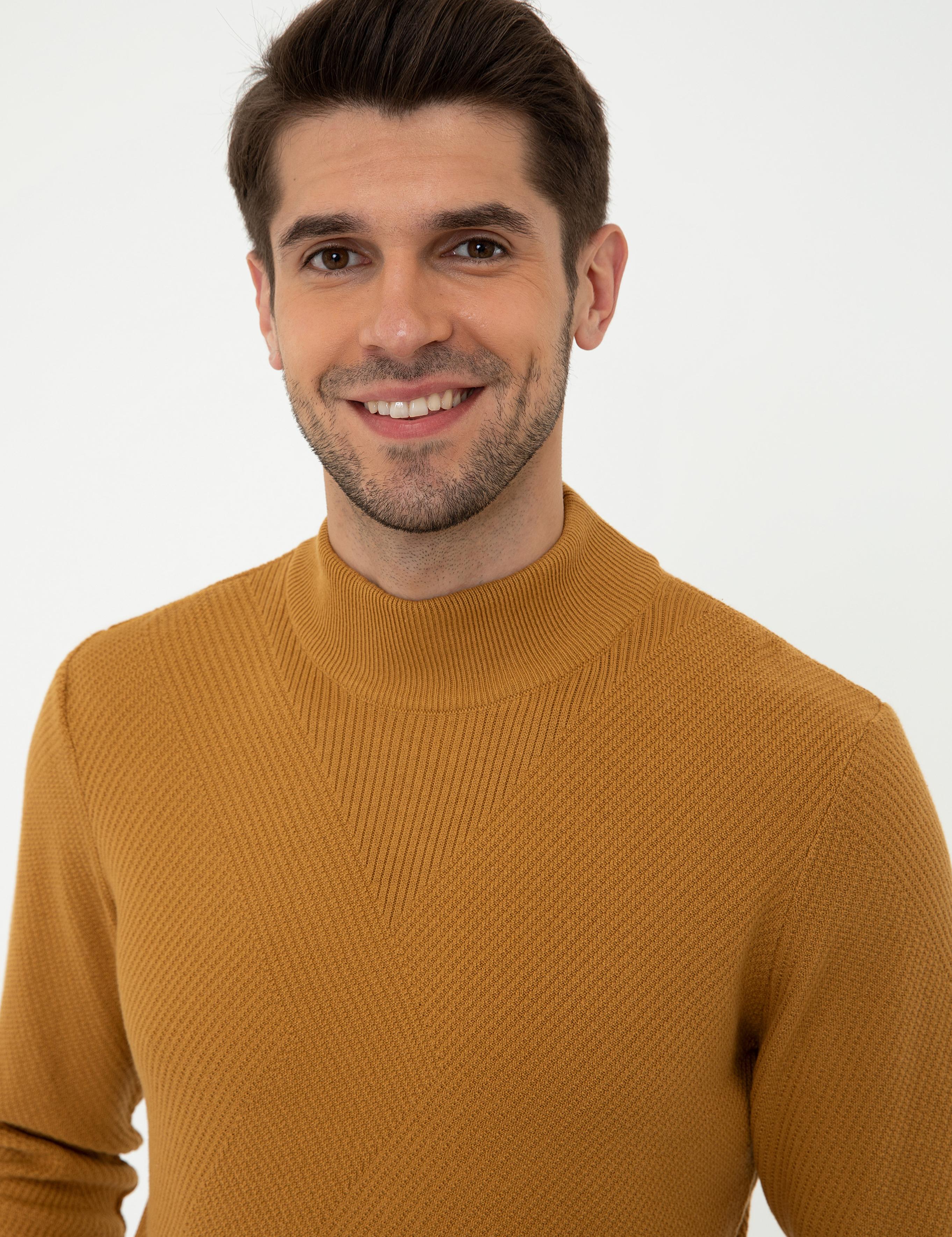 Hardal Slim Fit Yarım Balıkçı Yaka Triko Kazak