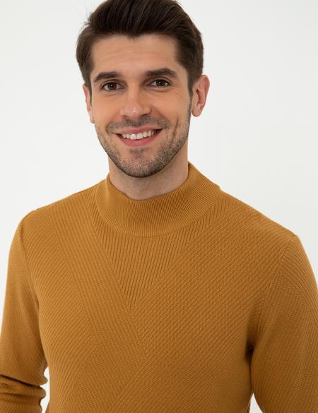 Hardal Slim Fit Yarım Balıkçı Yaka Triko Kazak - 50241413034