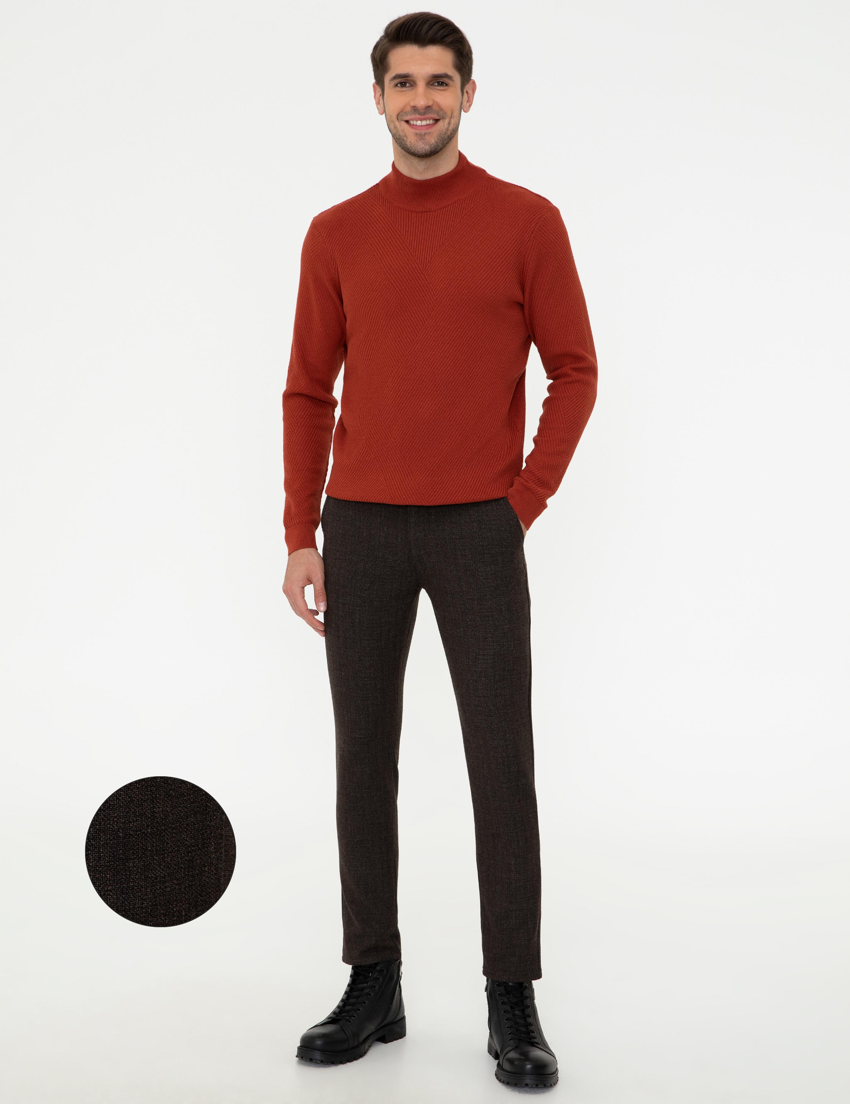 Kahverengi Slim Fit Kanvas Pantolon