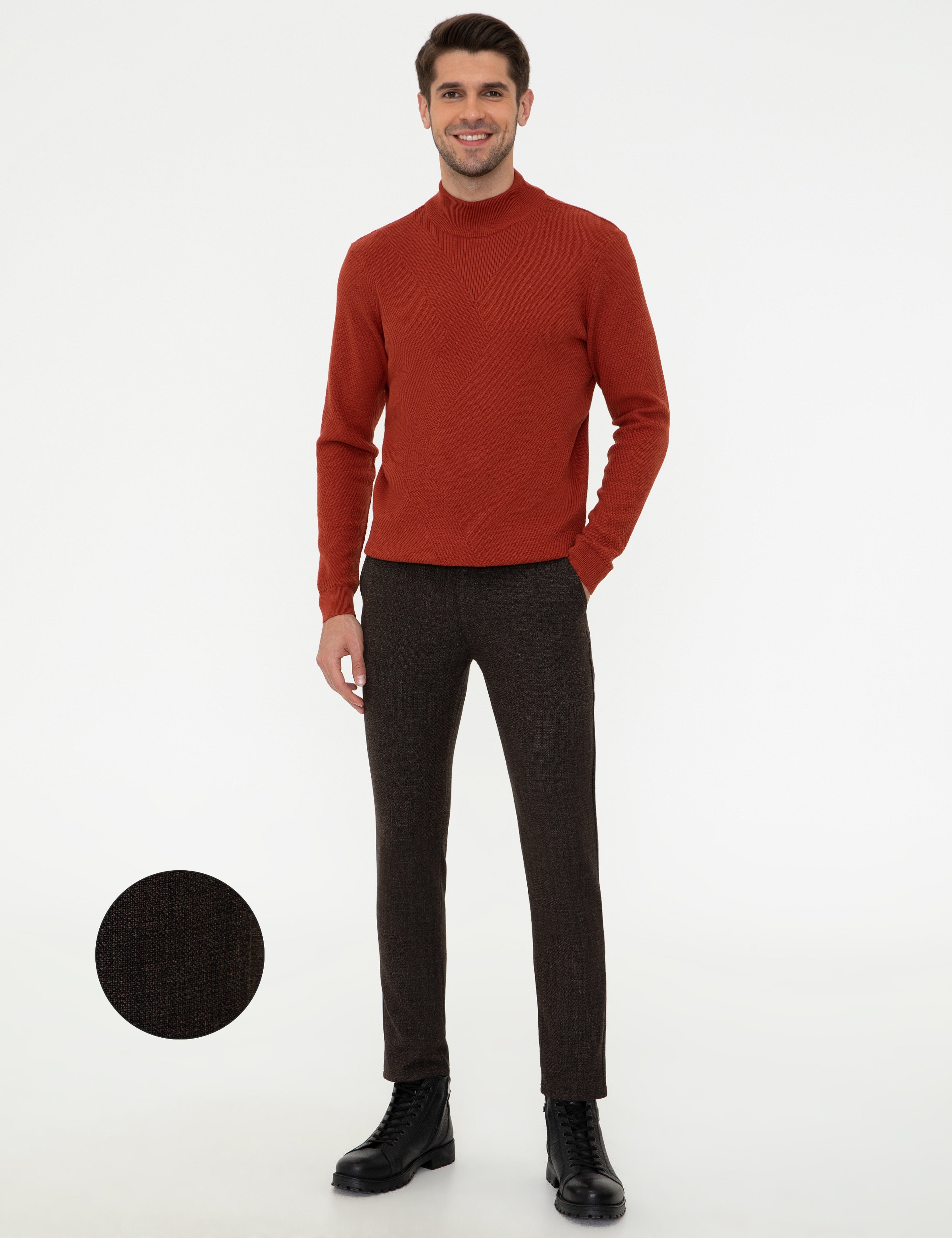 Kahverengi Slim Fit Kanvas Pantolon