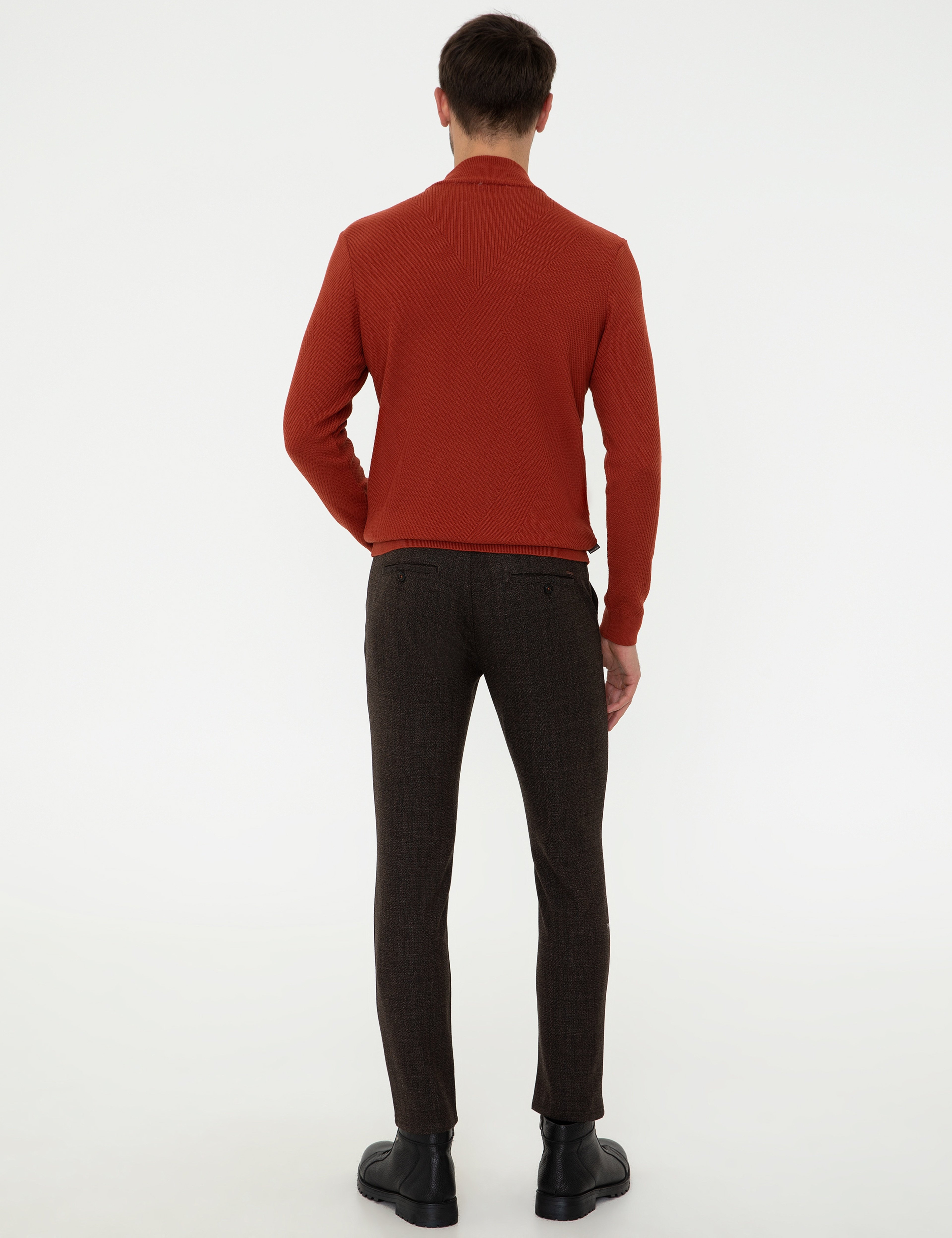 Kahverengi Slim Fit Kanvas Pantolon - Image 3