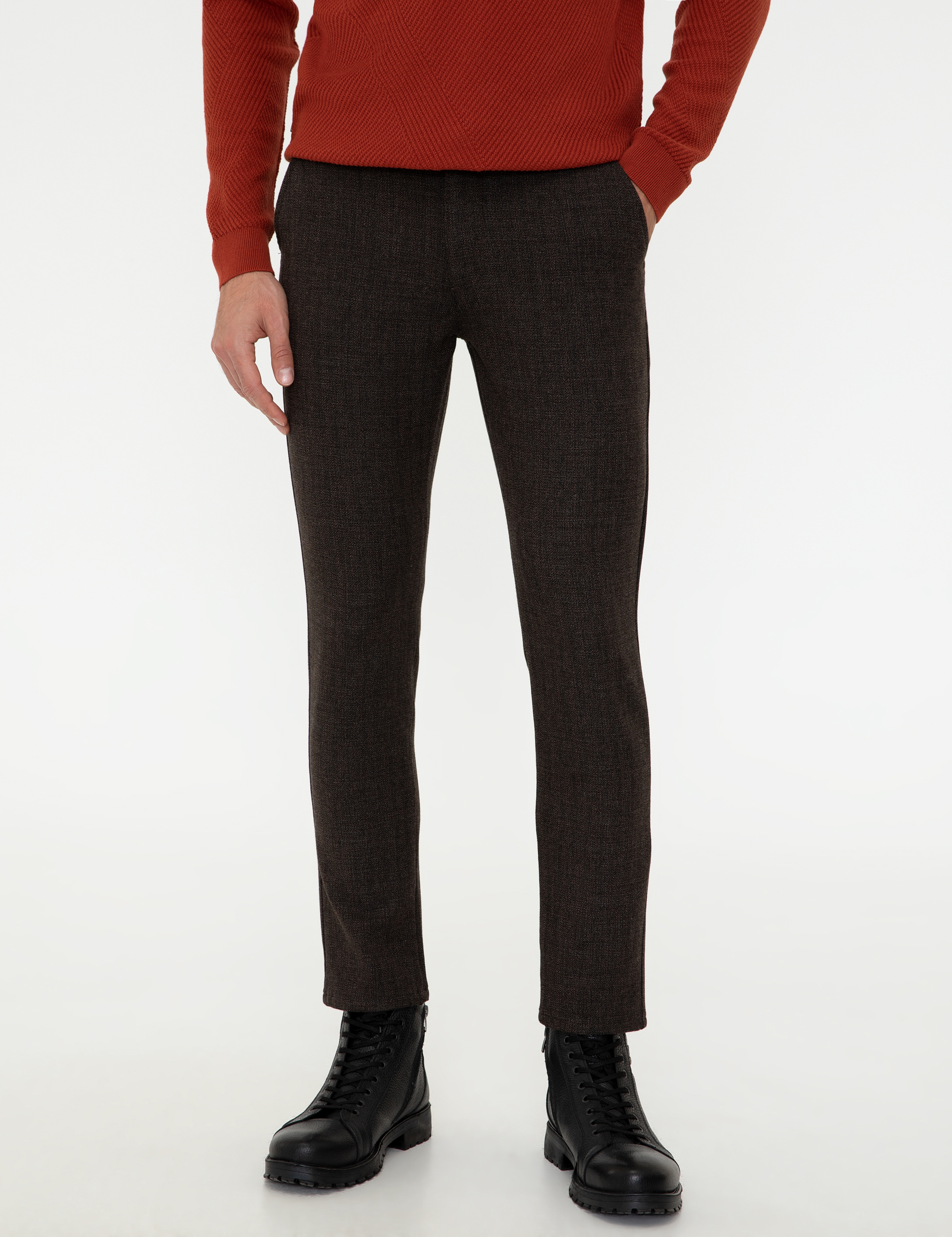 Kahverengi Slim Fit Kanvas Pantolon - Image 2