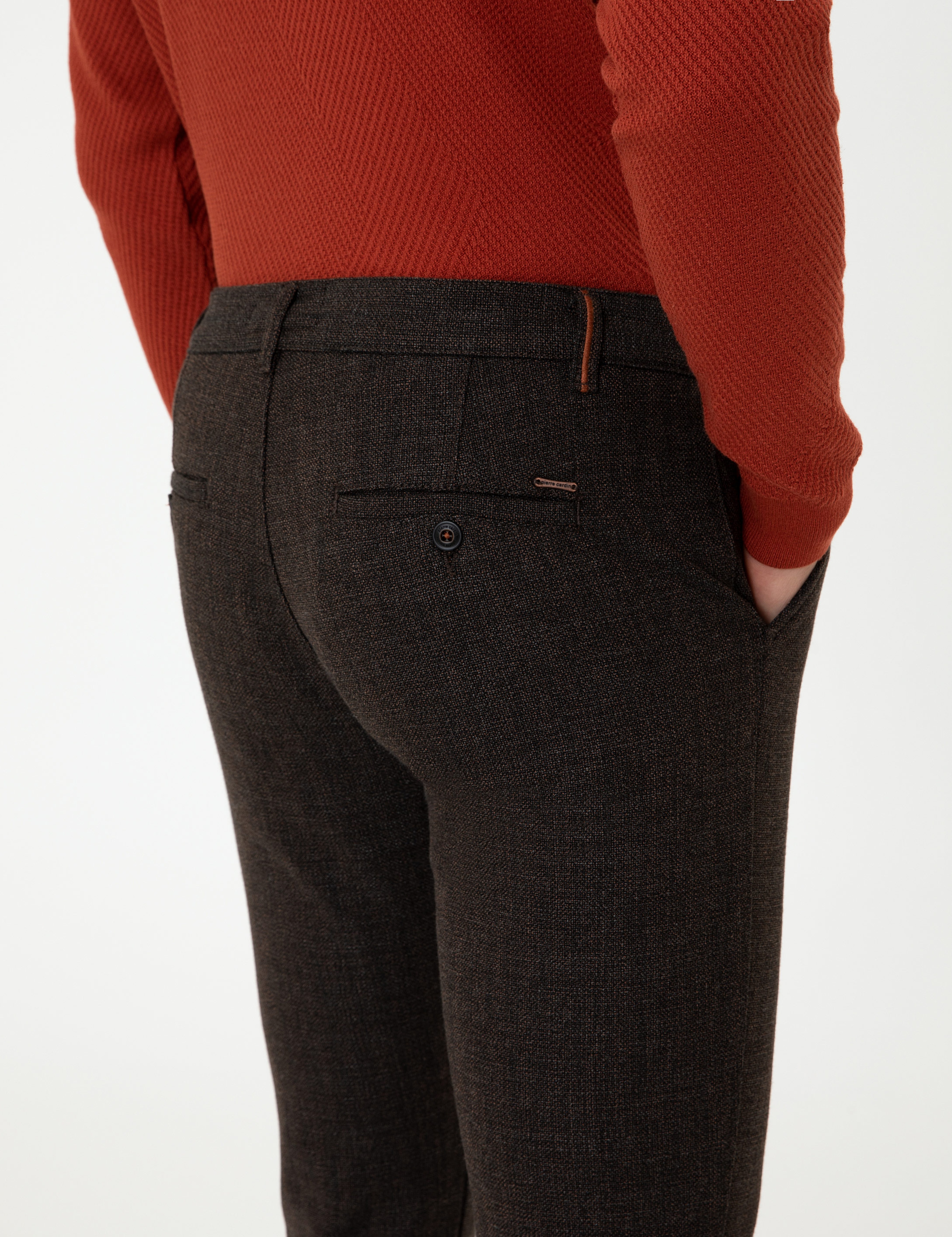 Kahverengi Slim Fit Kanvas Pantolon - Image 6