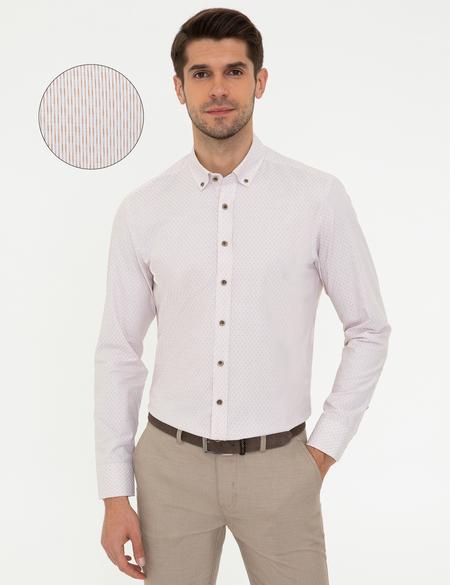 Açık Kahverengi Slim Fit Uzun Kollu Gömlek - 50248113001