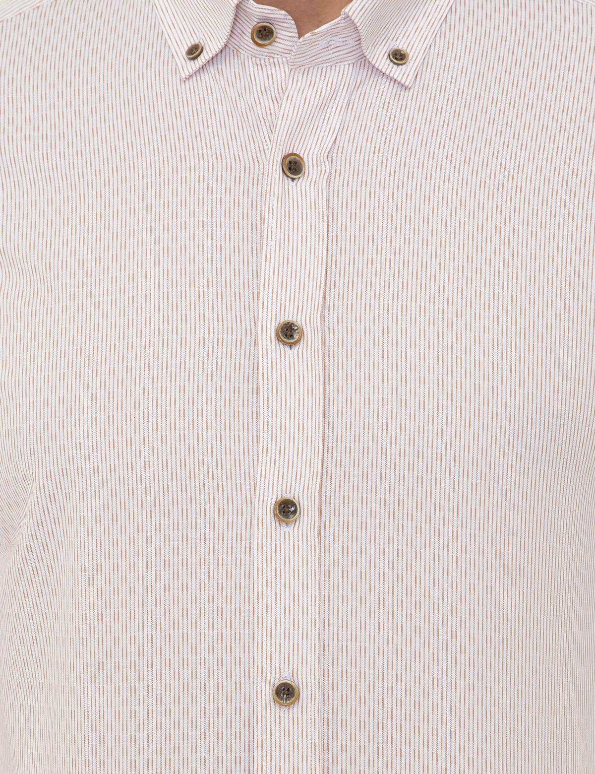 Açık Kahverengi Slim Fit Uzun Kollu Gömlek - 50248113001