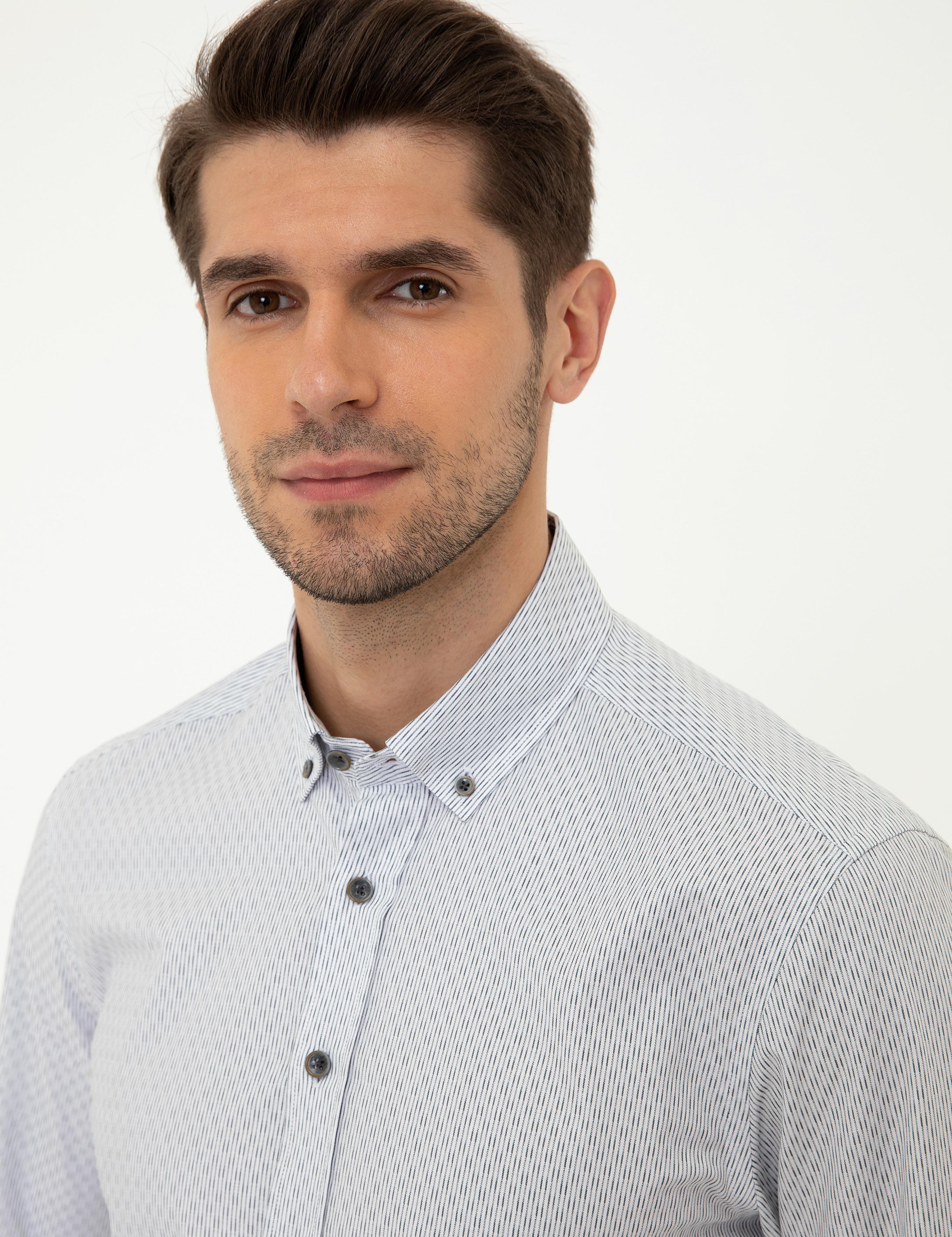 Antrasit Slim Fit Uzun Kollu Gömlek