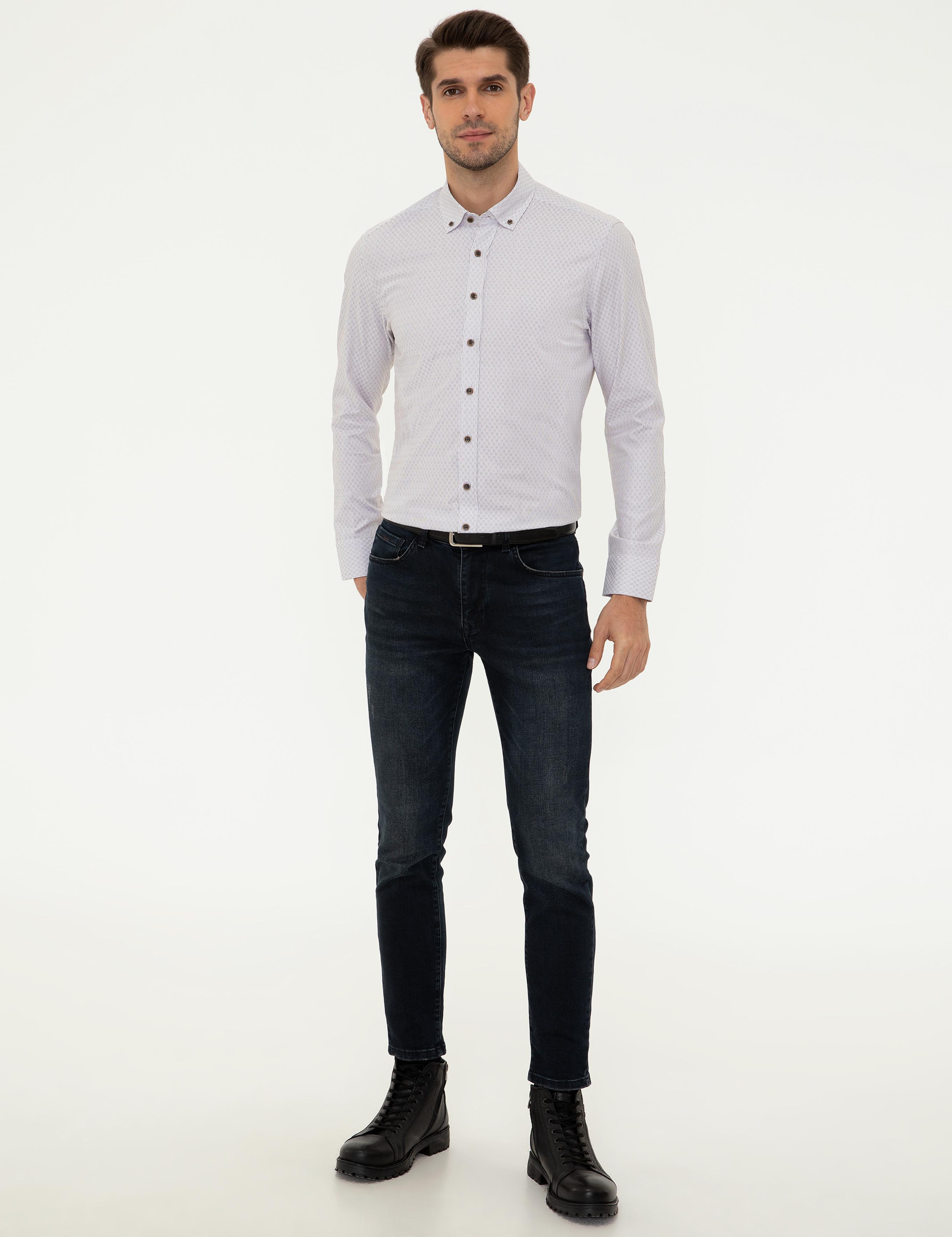 Kahverengi Slim Fit Uzun Kollu Gömlek