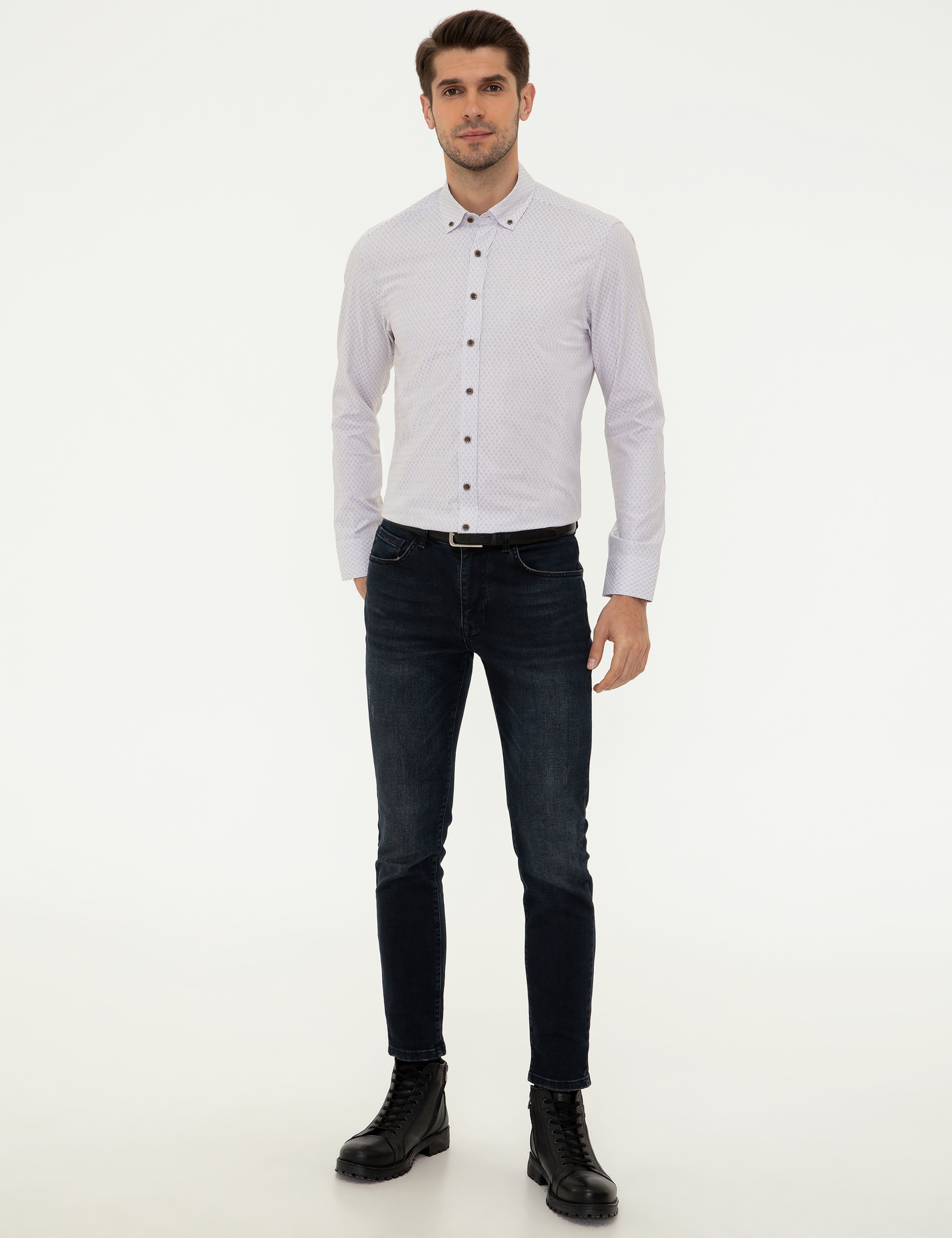Kahverengi Slim Fit Uzun Kollu Gömlek - Image 4