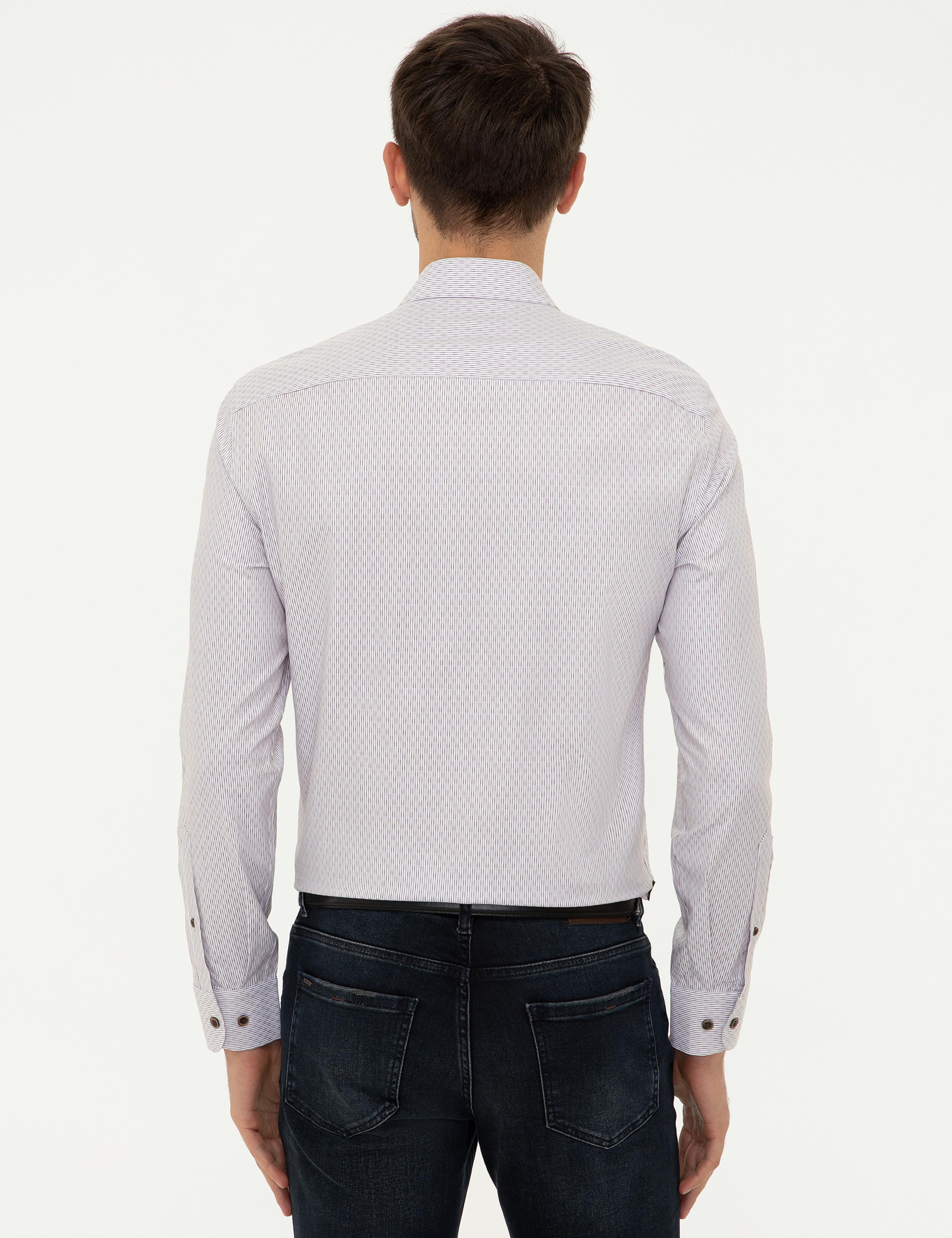 Kahverengi Slim Fit Uzun Kollu Gömlek