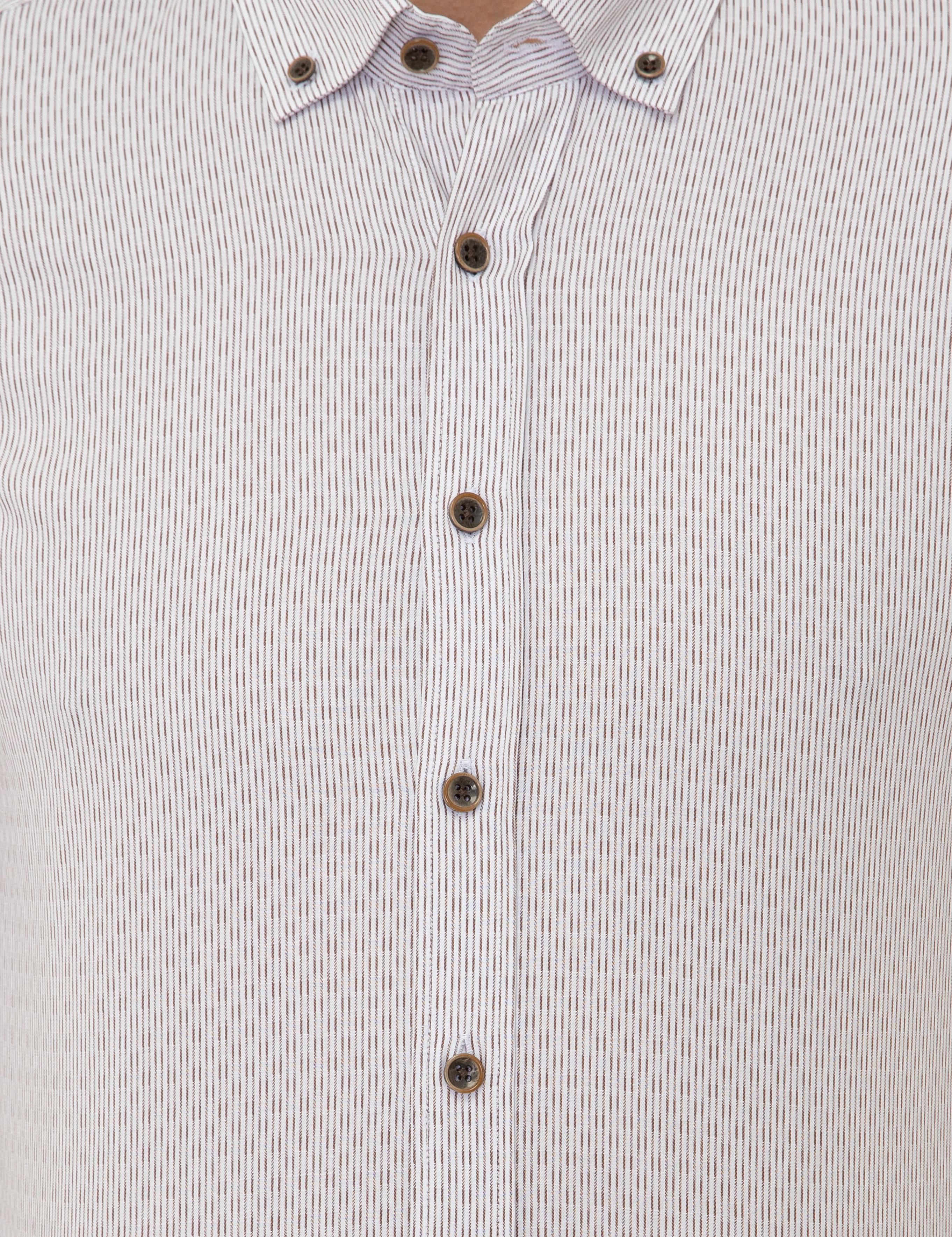 Kahverengi Slim Fit Uzun Kollu Gömlek