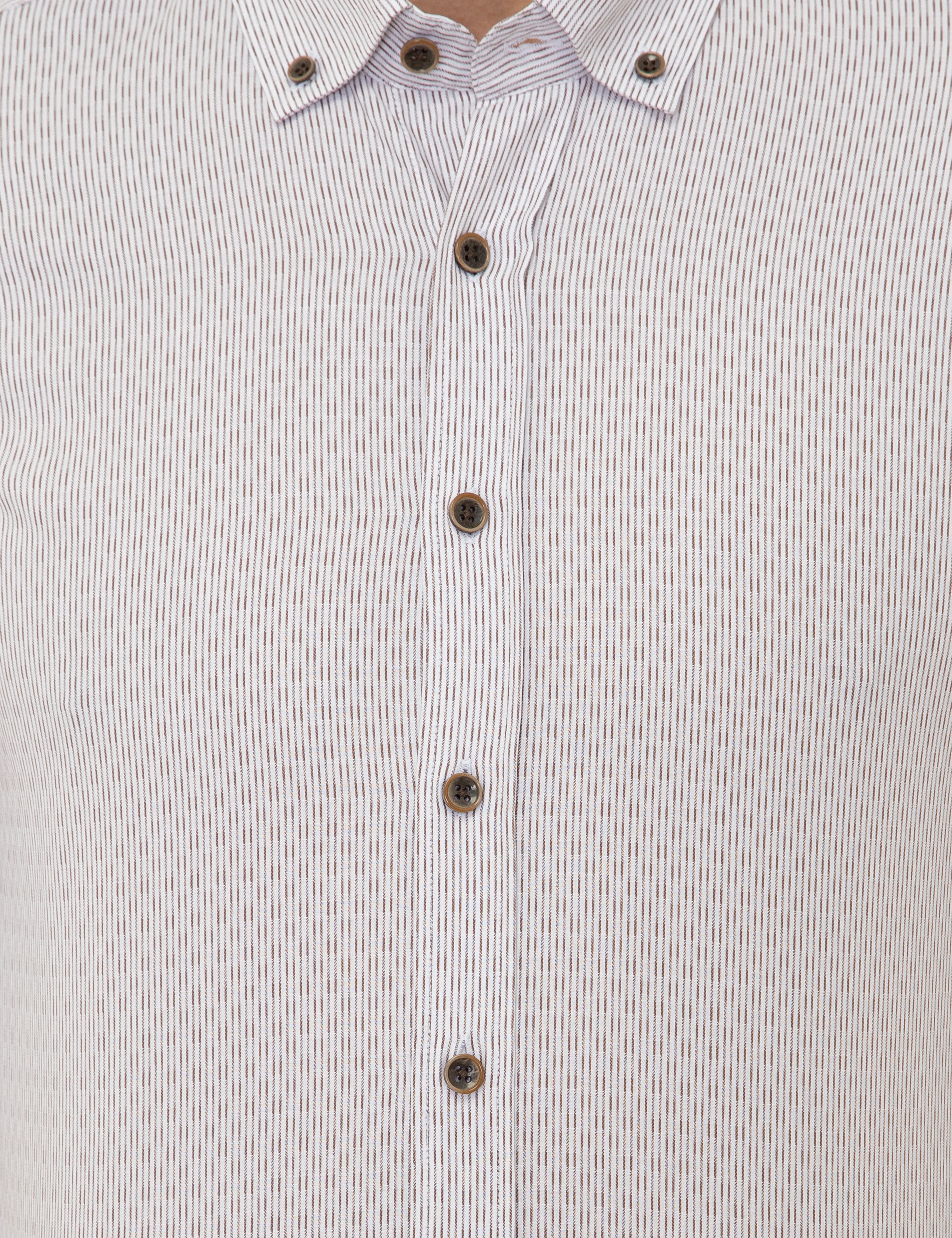 Kahverengi Slim Fit Uzun Kollu Gömlek - Image 5
