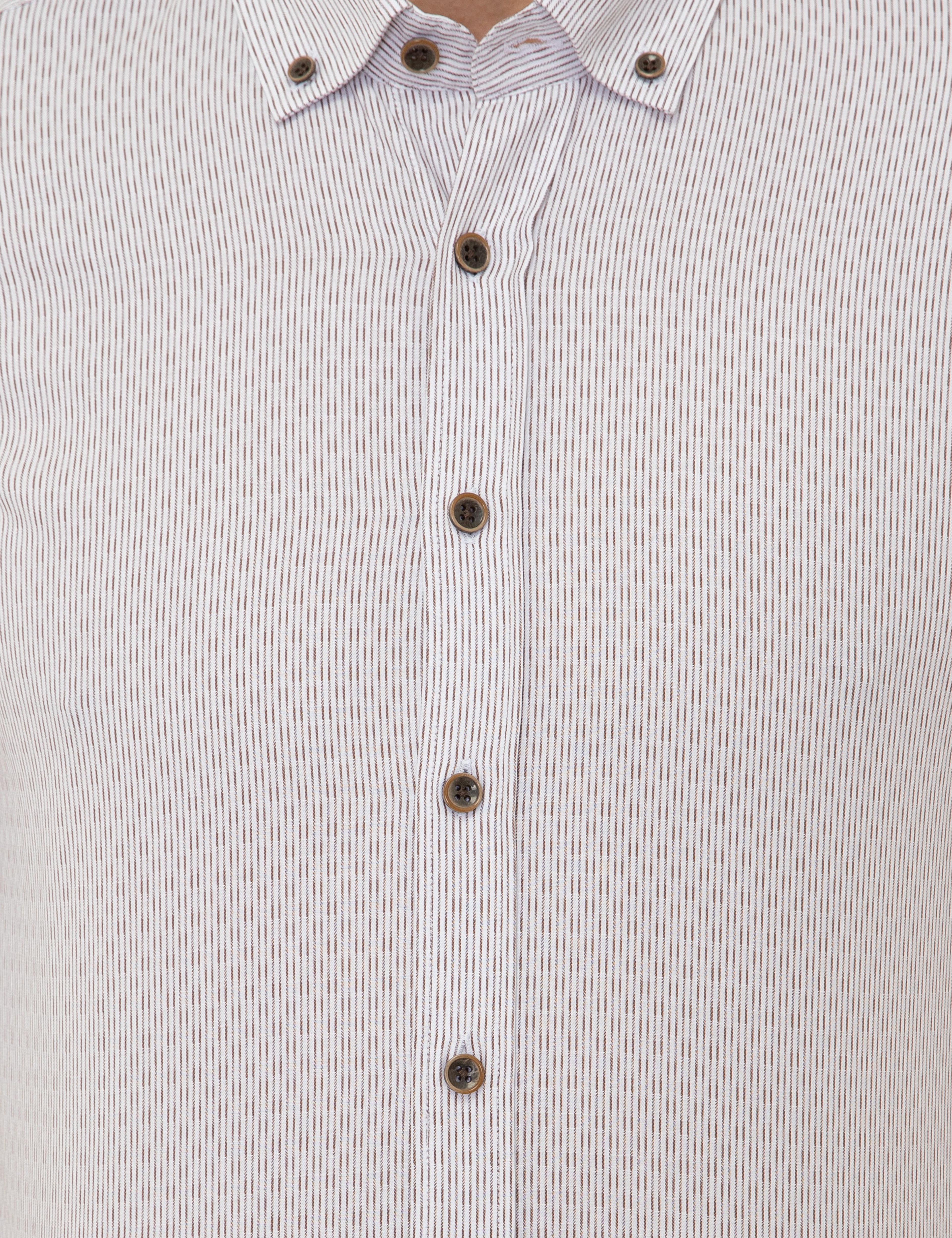 Kahverengi Slim Fit Uzun Kollu Gömlek