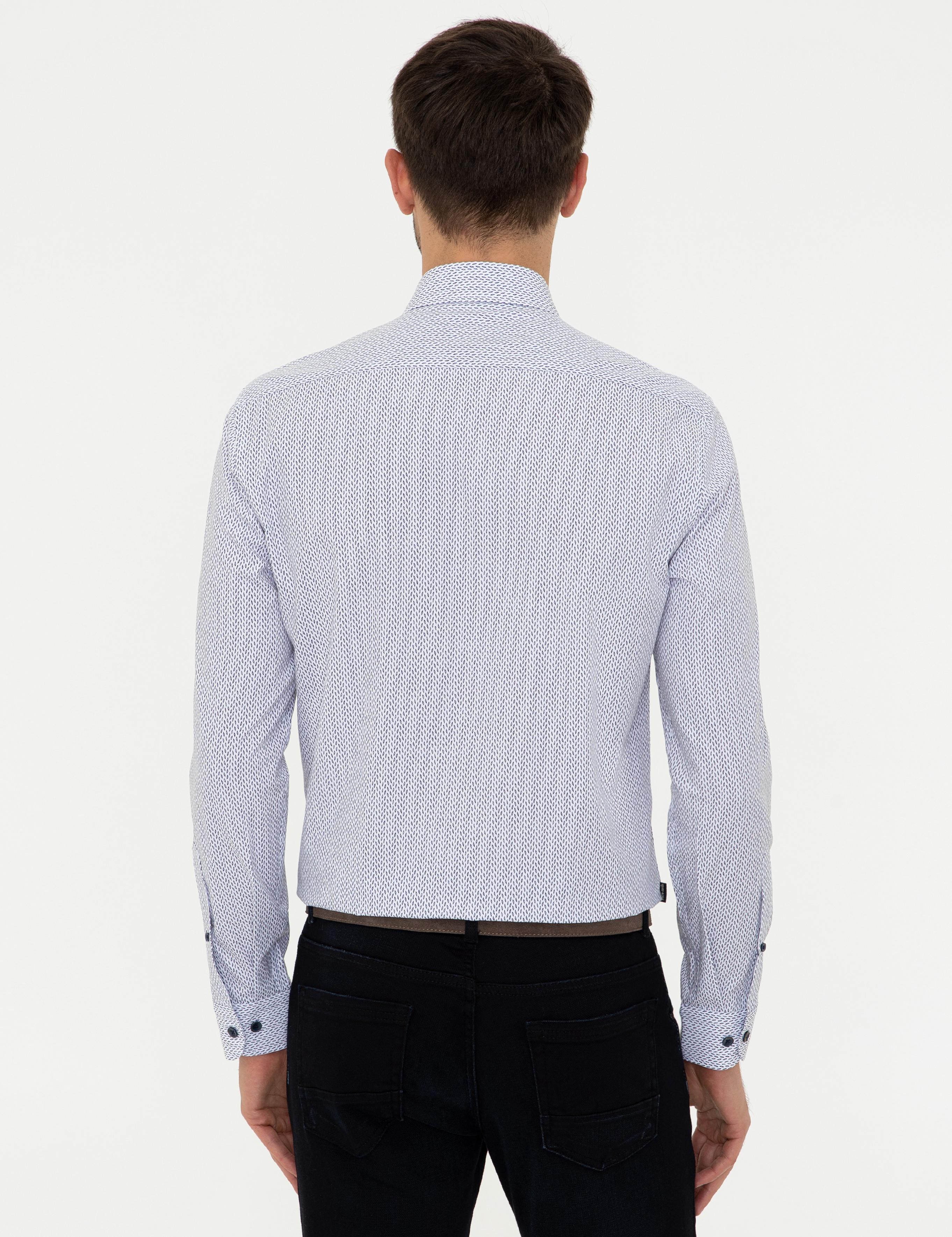 Lacivert Slim Fit Uzun Kollu Gömlek