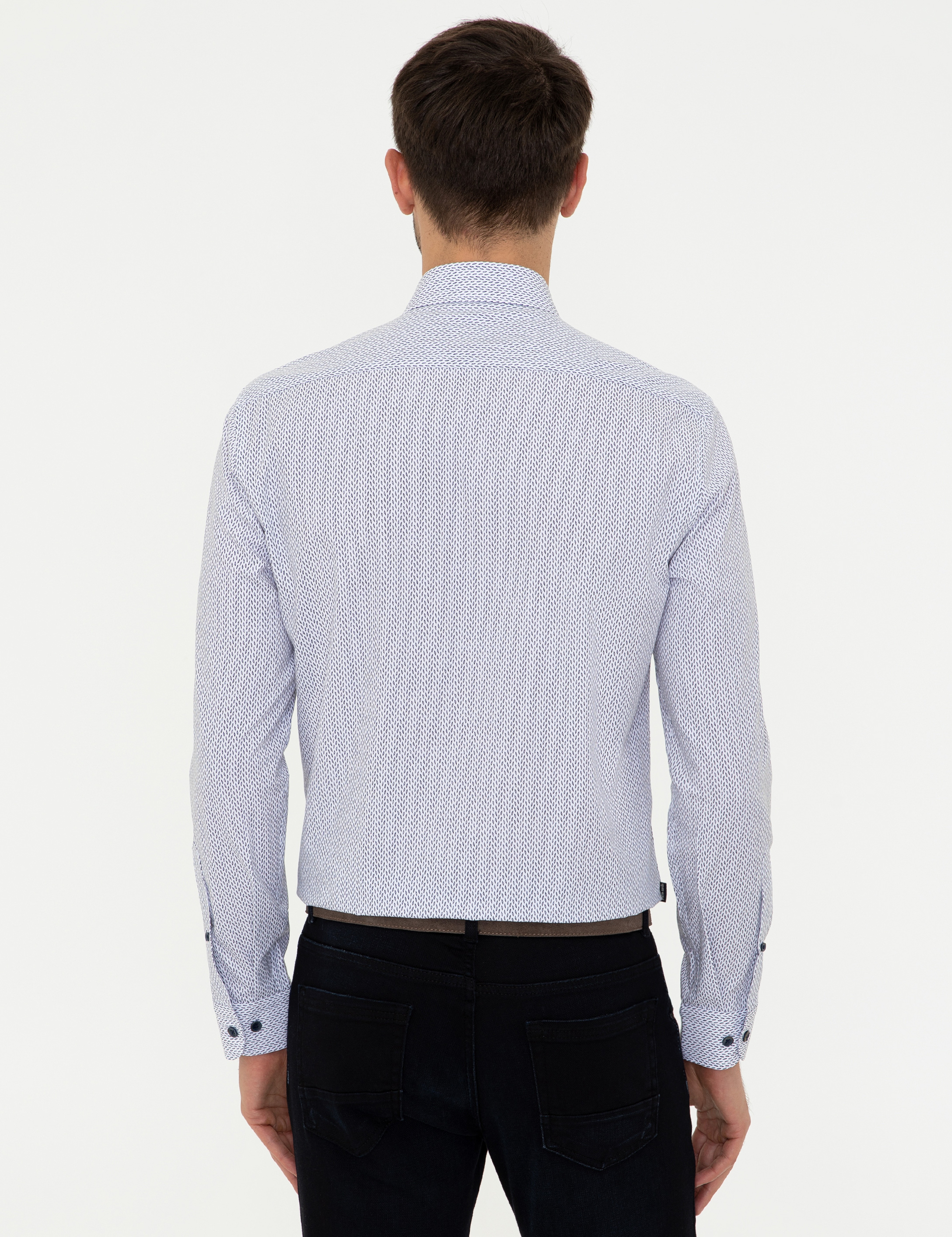 Lacivert Slim Fit Uzun Kollu Gömlek - Image 3