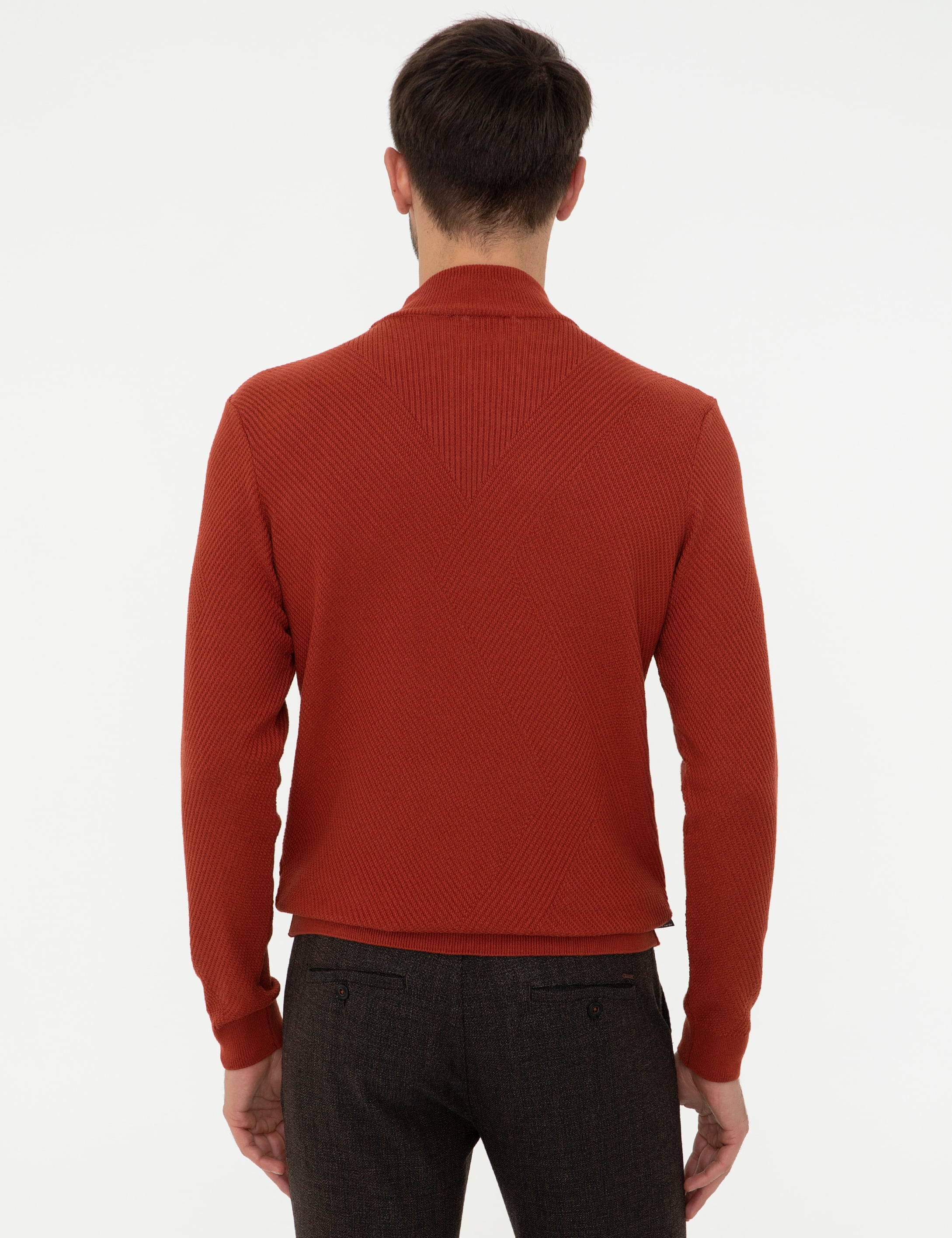 Kiremit Slim Fit Yarım Balıkçı Yaka Triko Kazak - Image 4